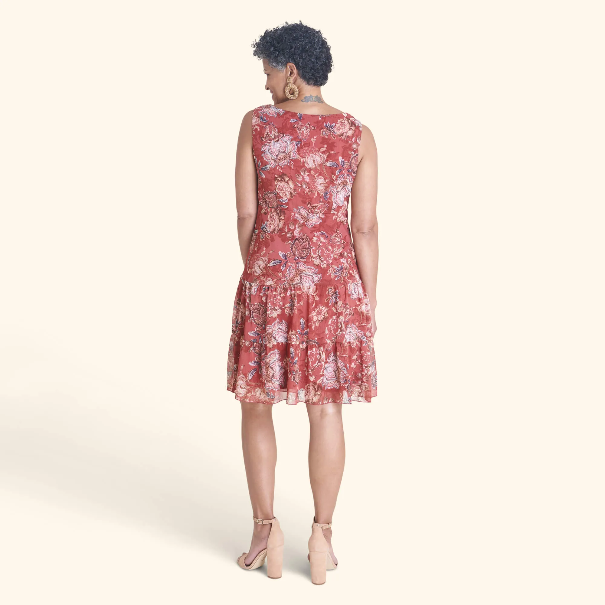 Ellie Brick Tiered Knee-Length Dress sold by connected apparel product image thumbnail 2