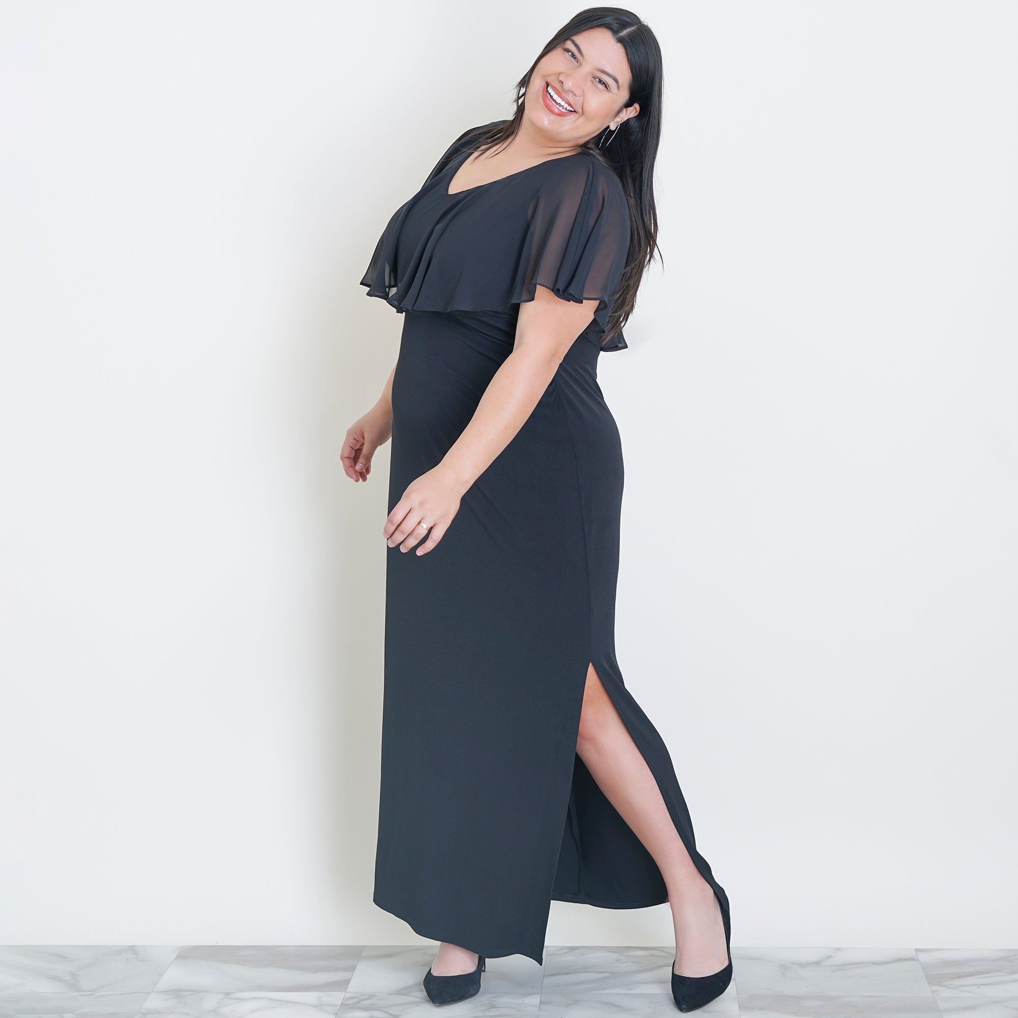Sunny Black Floor Length Dress sold by connected apparel