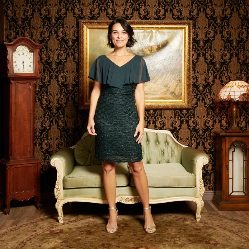 Sunny Dark Mallard Eyelash Metallic Dress sold by connected apparel