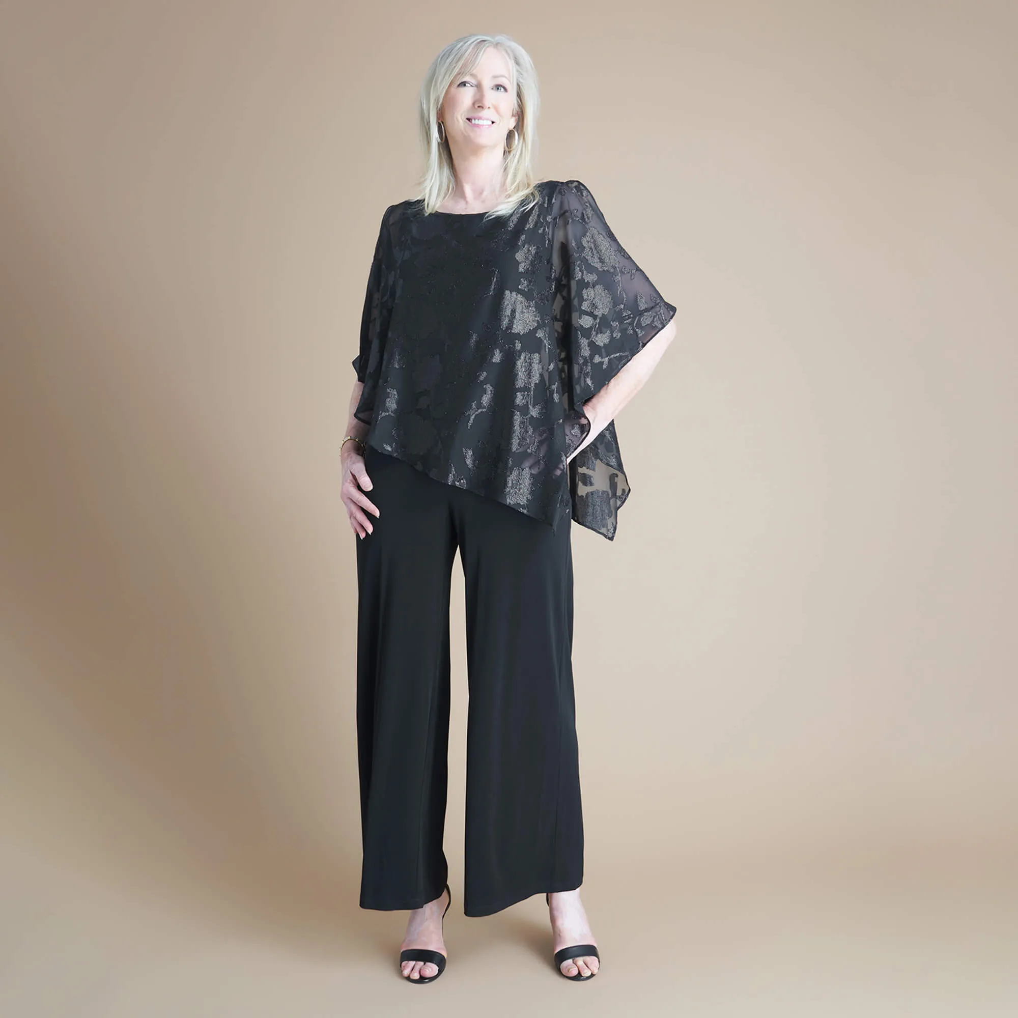 Nicola Black Chiffon Metallic Jumpsuit sold by connected apparel product image thumbnail 2