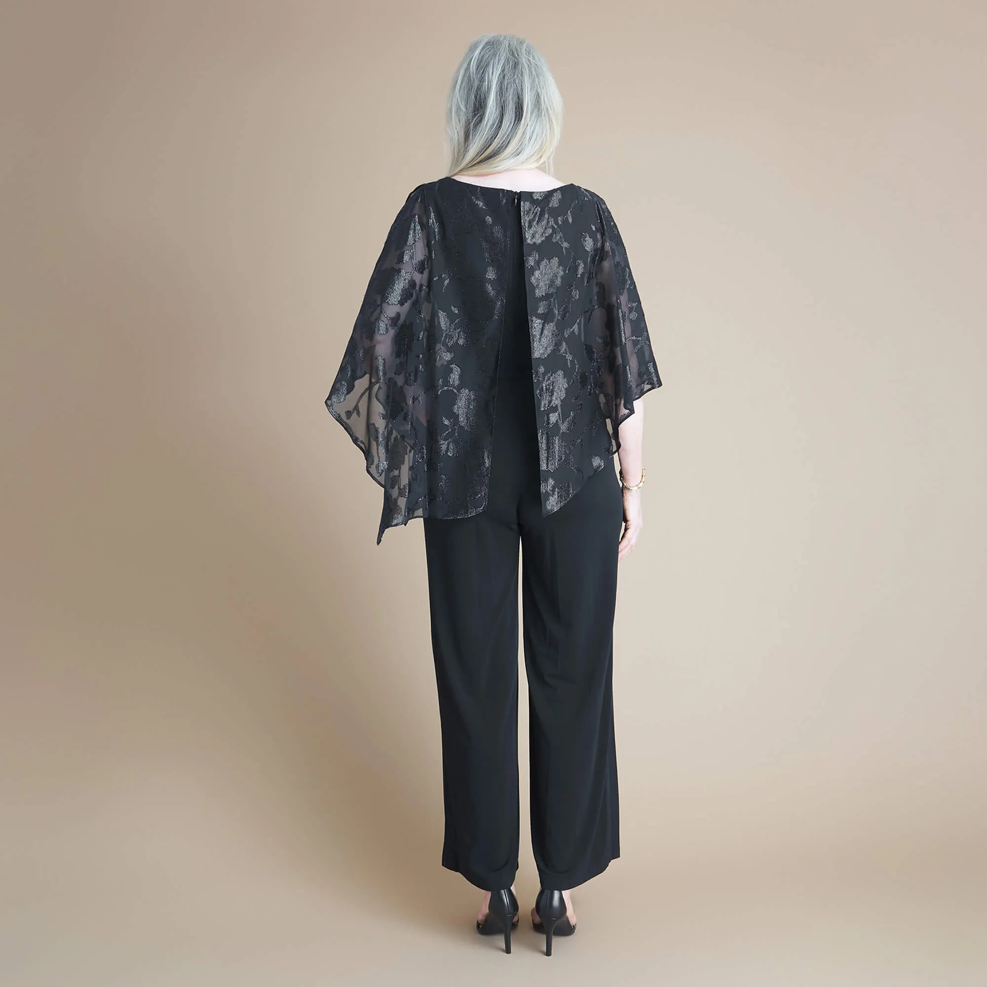 Nicola Black Chiffon Metallic Jumpsuit sold by connected apparel product image thumbnail 4