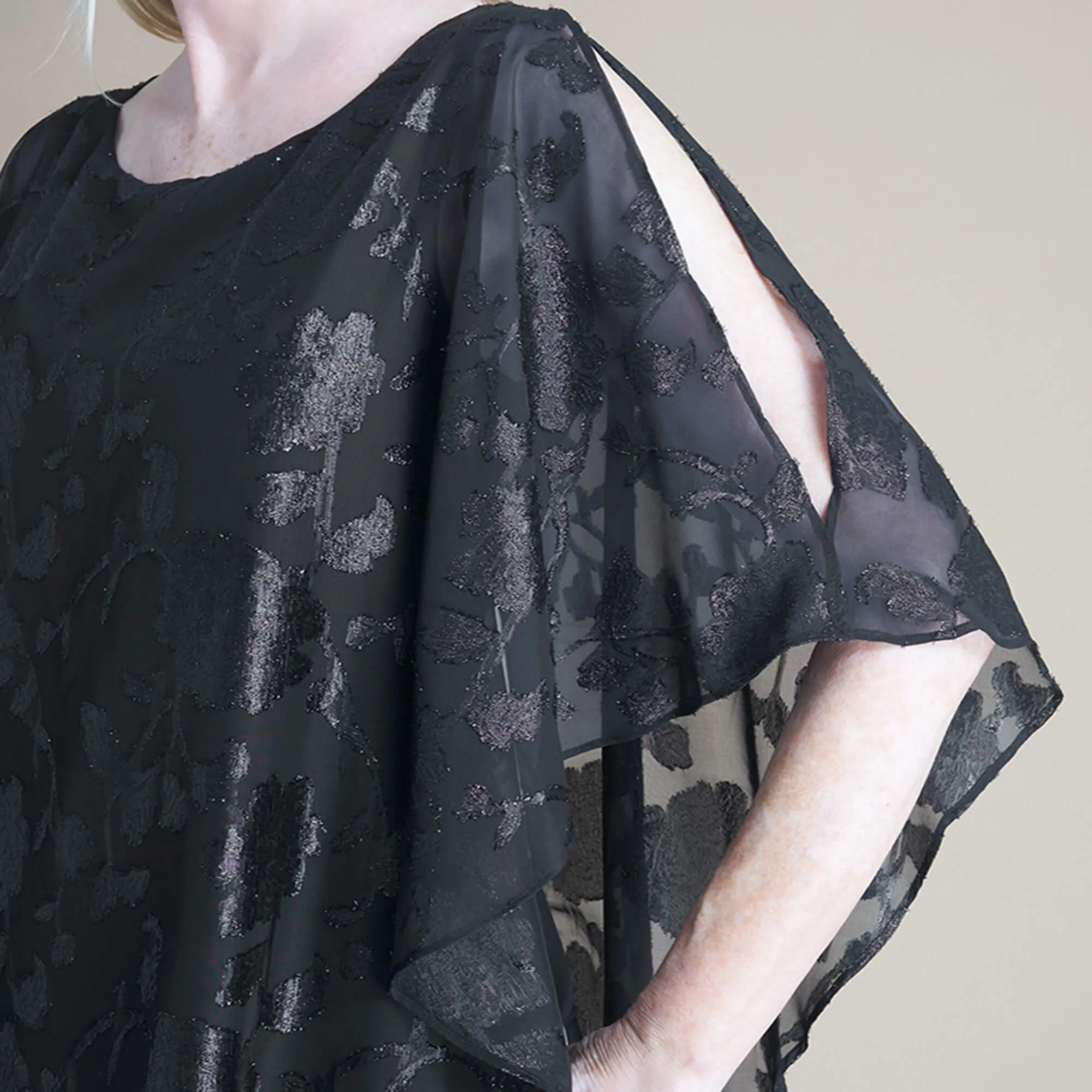 Nicola Black Chiffon Metallic Jumpsuit sold by connected apparel product image thumbnail 3