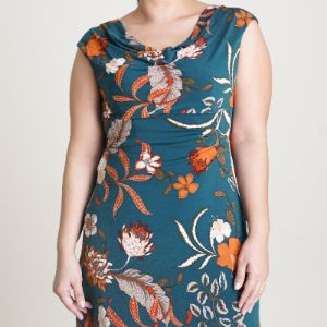 Tonya Forest Green Cowl Neck Midi Dress sold by connected apparel