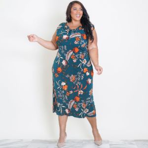 Tonya Forest Green Cowl Neck Midi Dress sold by connected apparel