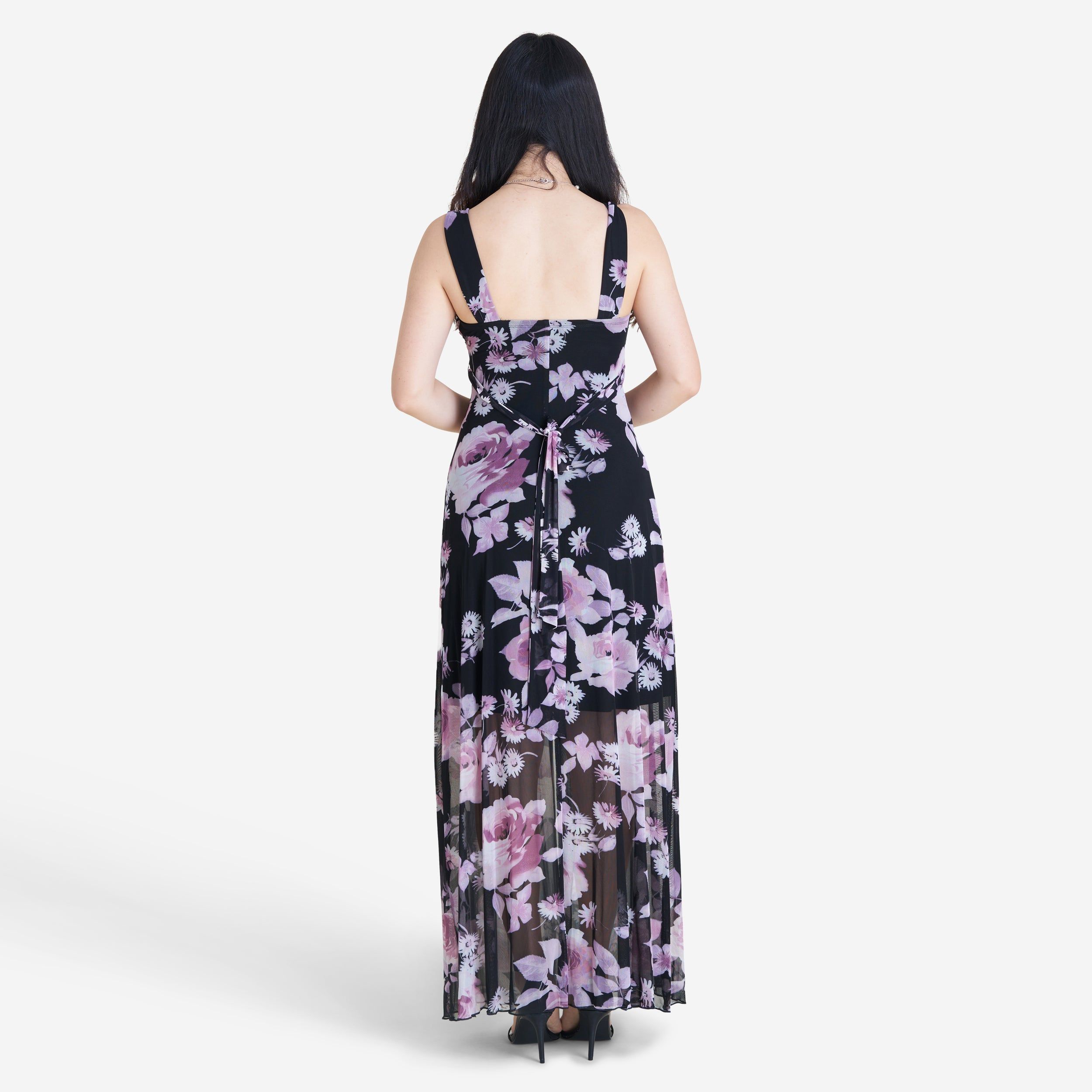 Marilyn Dusty Mauve Floral Mesh Maxi Dress sold by connected apparel product image thumbnail 3