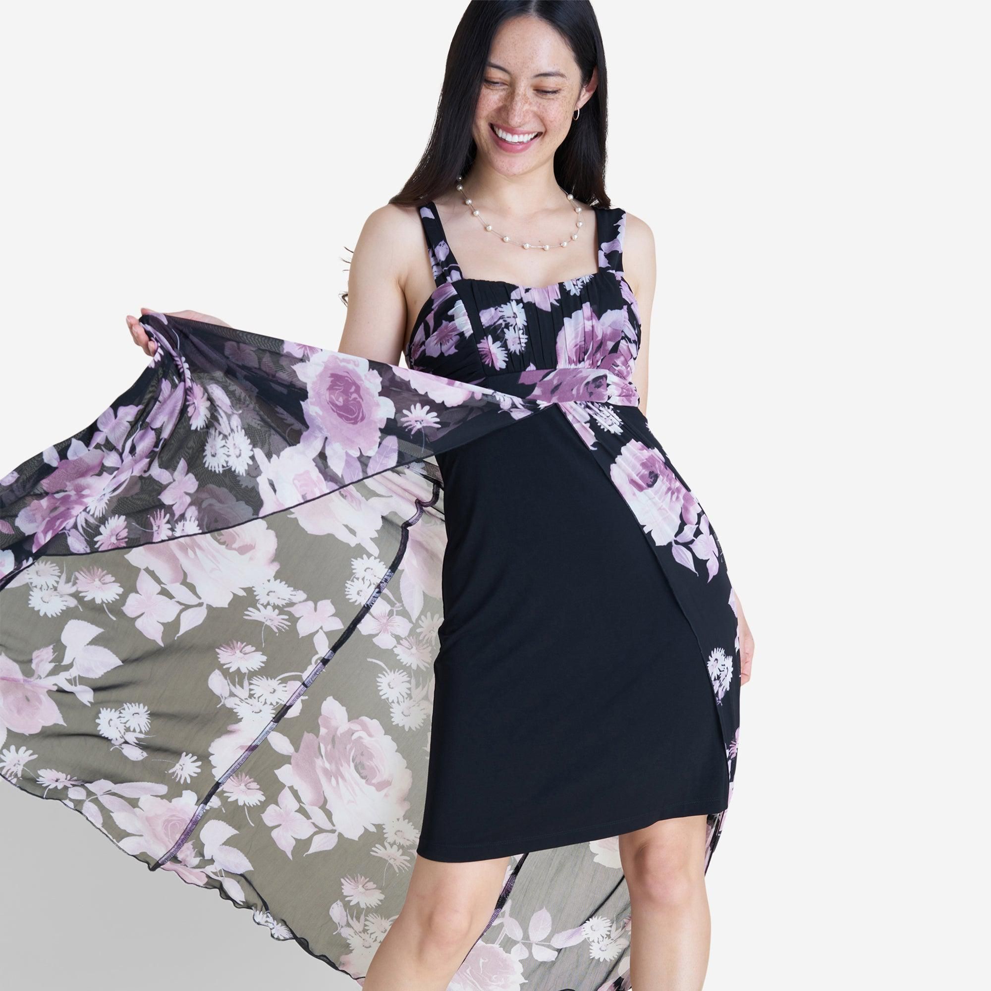 Marilyn Dusty Mauve Floral Mesh Maxi Dress sold by connected apparel product image thumbnail 2