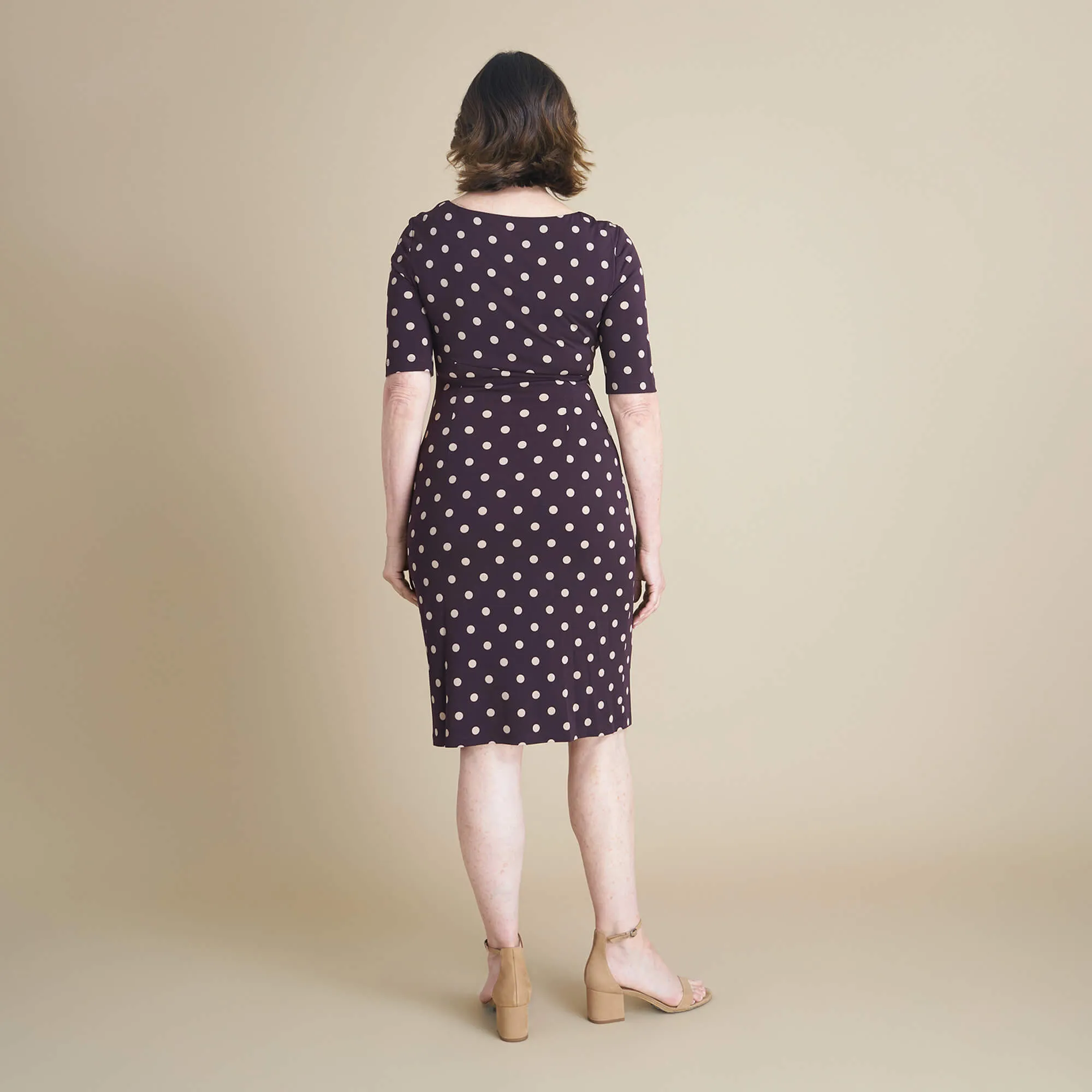 Lisa Aubergine Polka Dot Faux Wrap Dress sold by connected apparel product image thumbnail 3