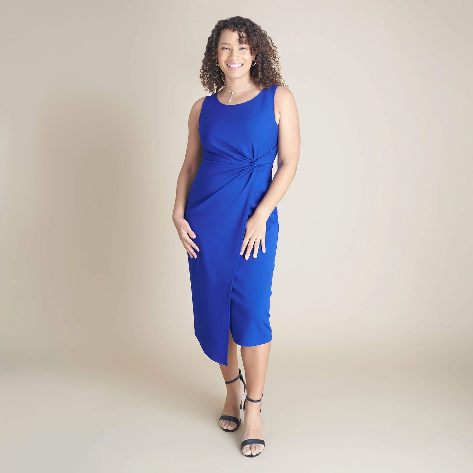 Selena Cobalt Sleeveless Knot Dress sold by connected apparel product image thumbnail 2