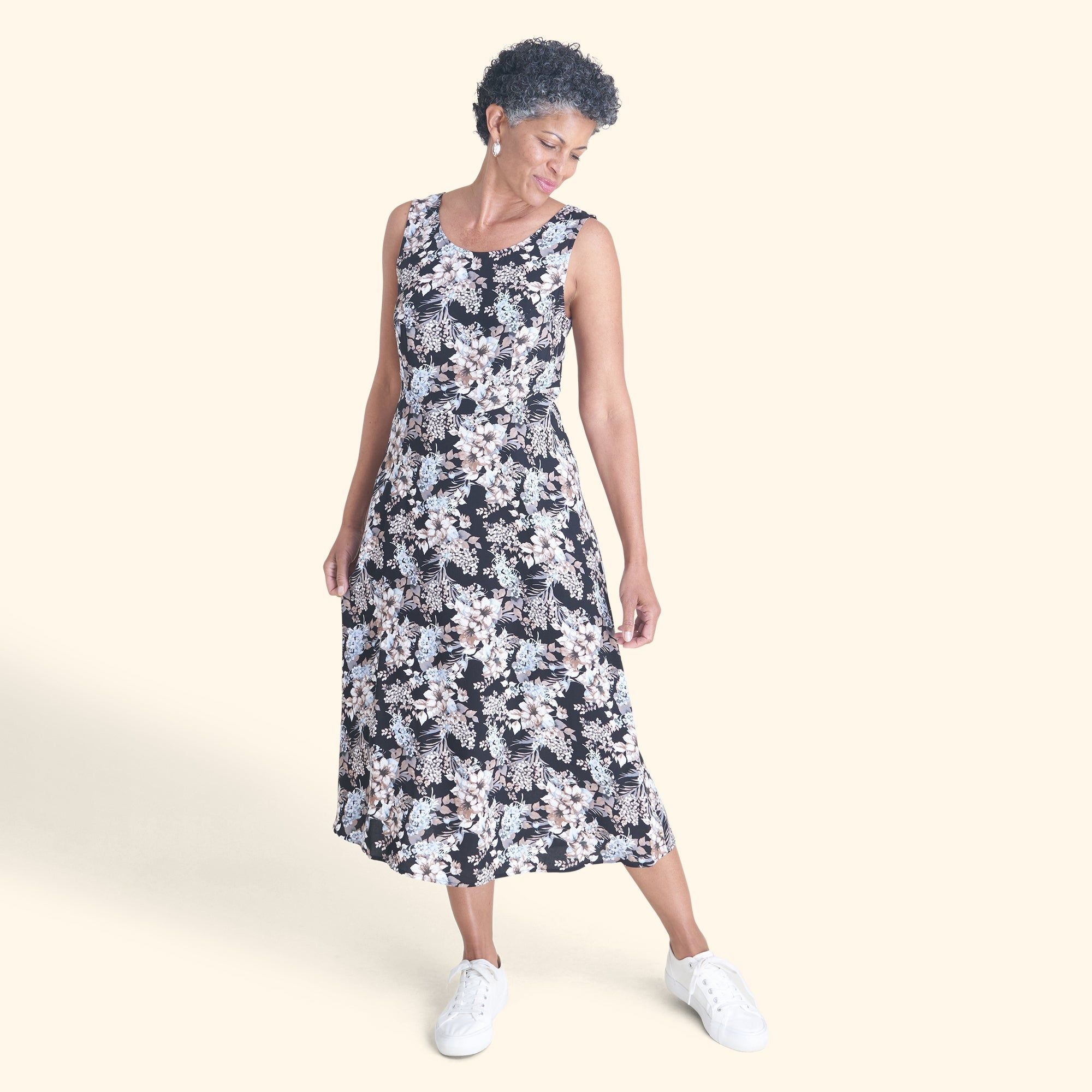 Jasmine Taupe Floral Sleeveless Midi Dress sold by connected apparel product image thumbnail 2