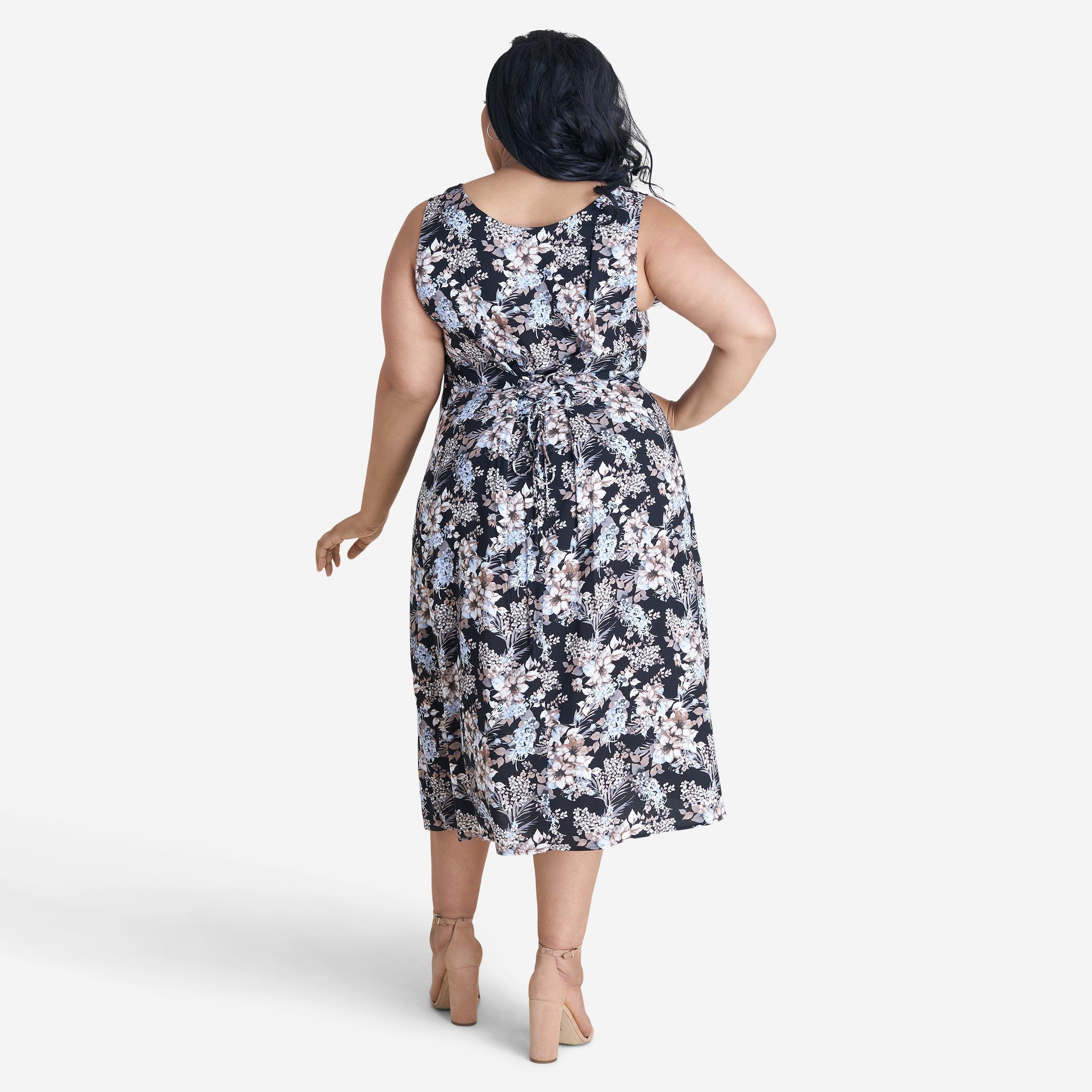 Jasmine Taupe Floral Sleeveless Midi Dress sold by connected apparel product image thumbnail 7