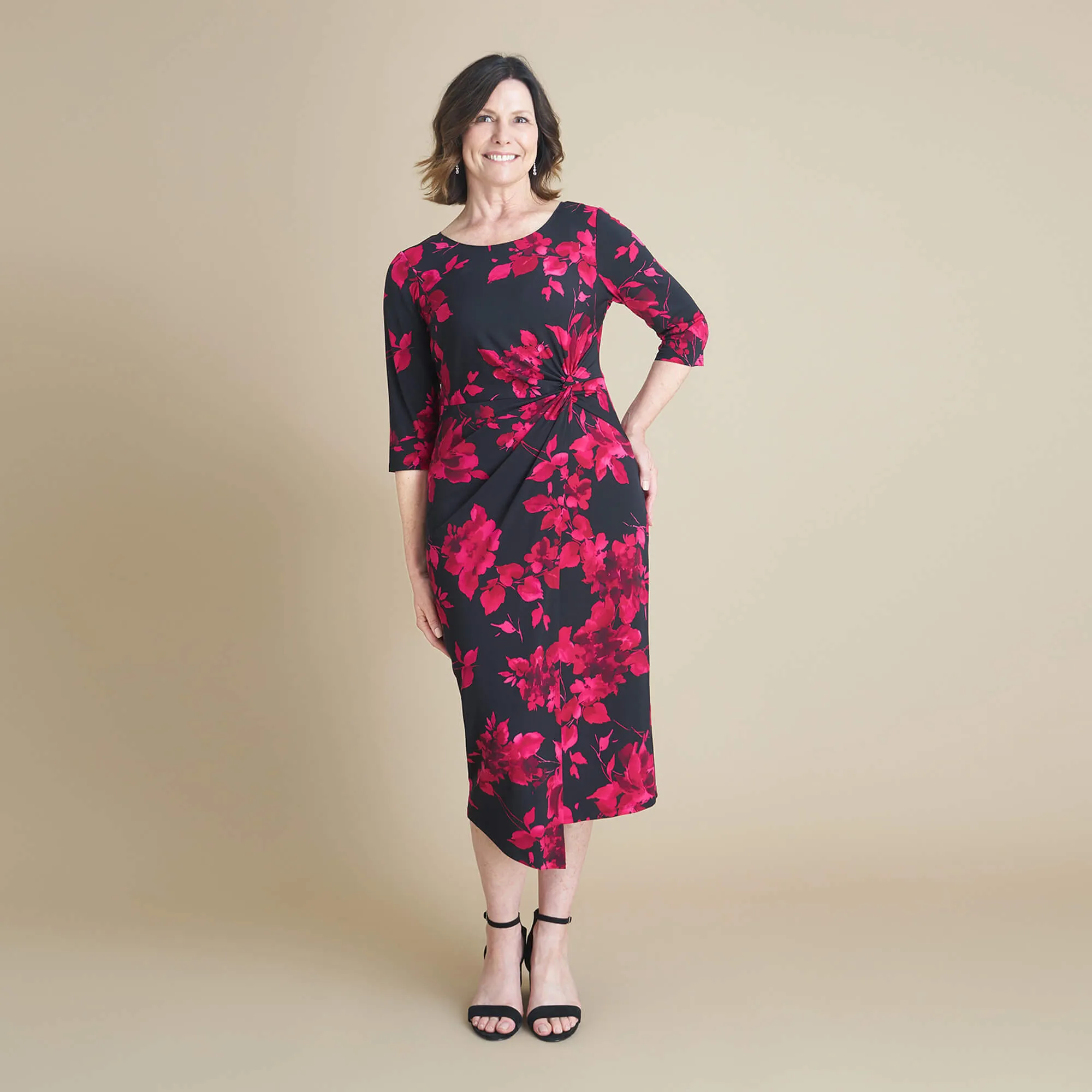 Selena Berry Floral Knot Dress sold by connected apparel product image thumbnail 2