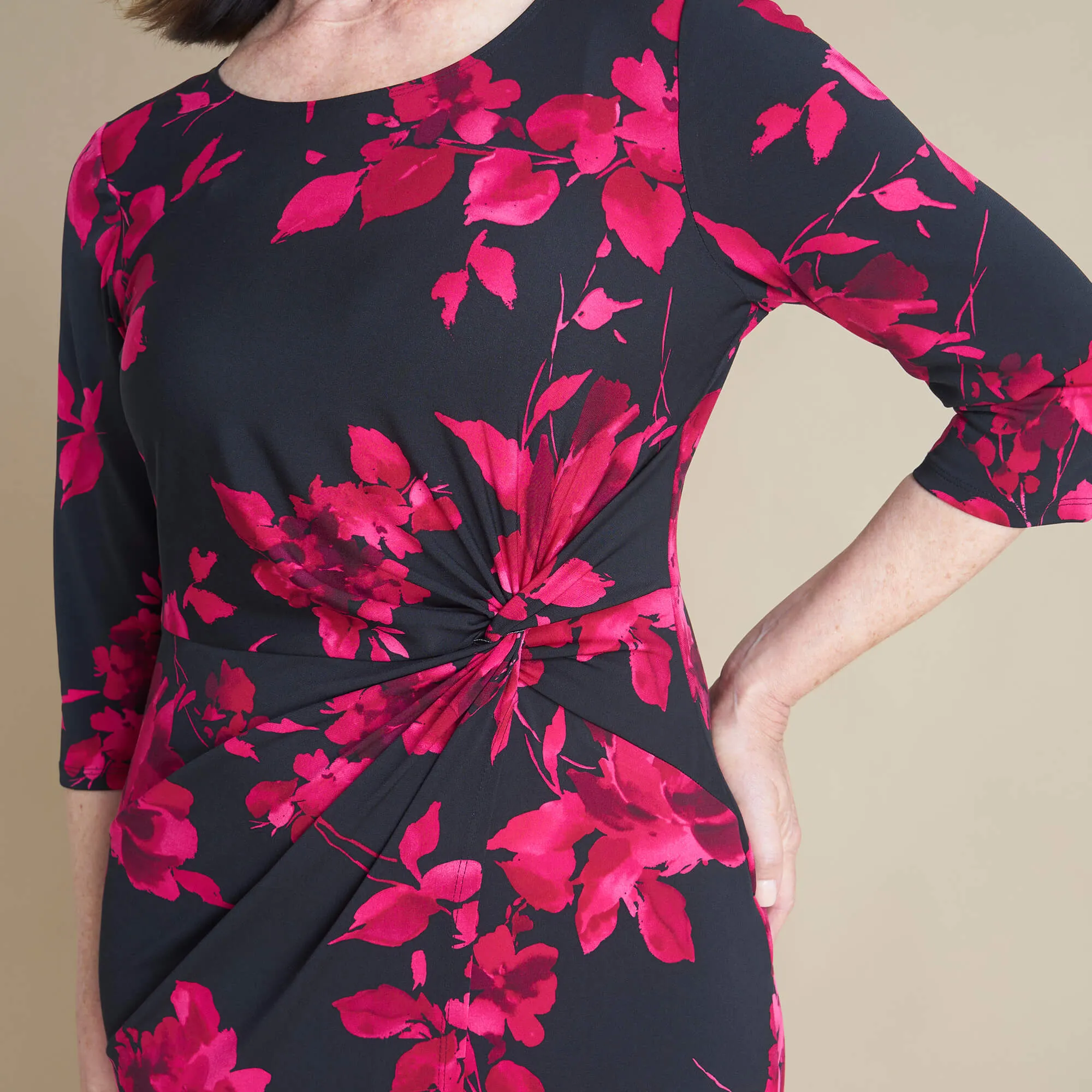 Selena Berry Floral Knot Dress sold by connected apparel product image thumbnail 3