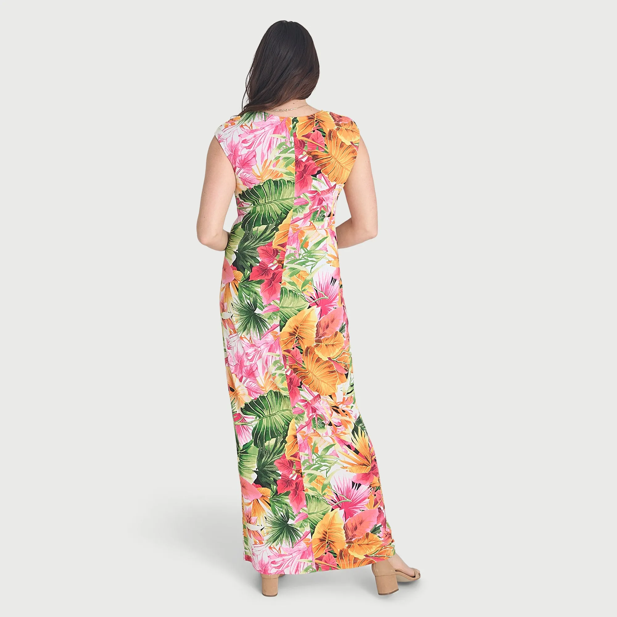 Mila Orange Tropical Print Side-Slit Dress sold by connected apparel product image thumbnail 3