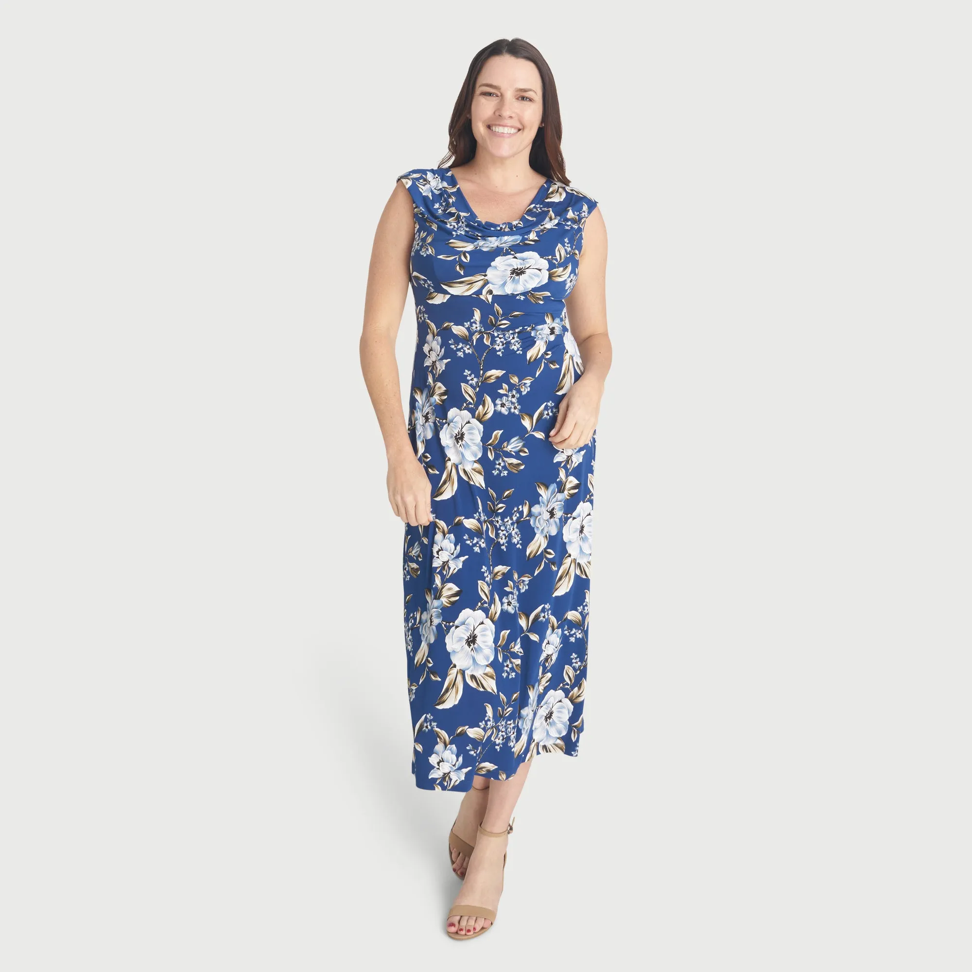 Tonya Blue Cowl Neck Midi Dress sold by connected apparel product image thumbnail 2