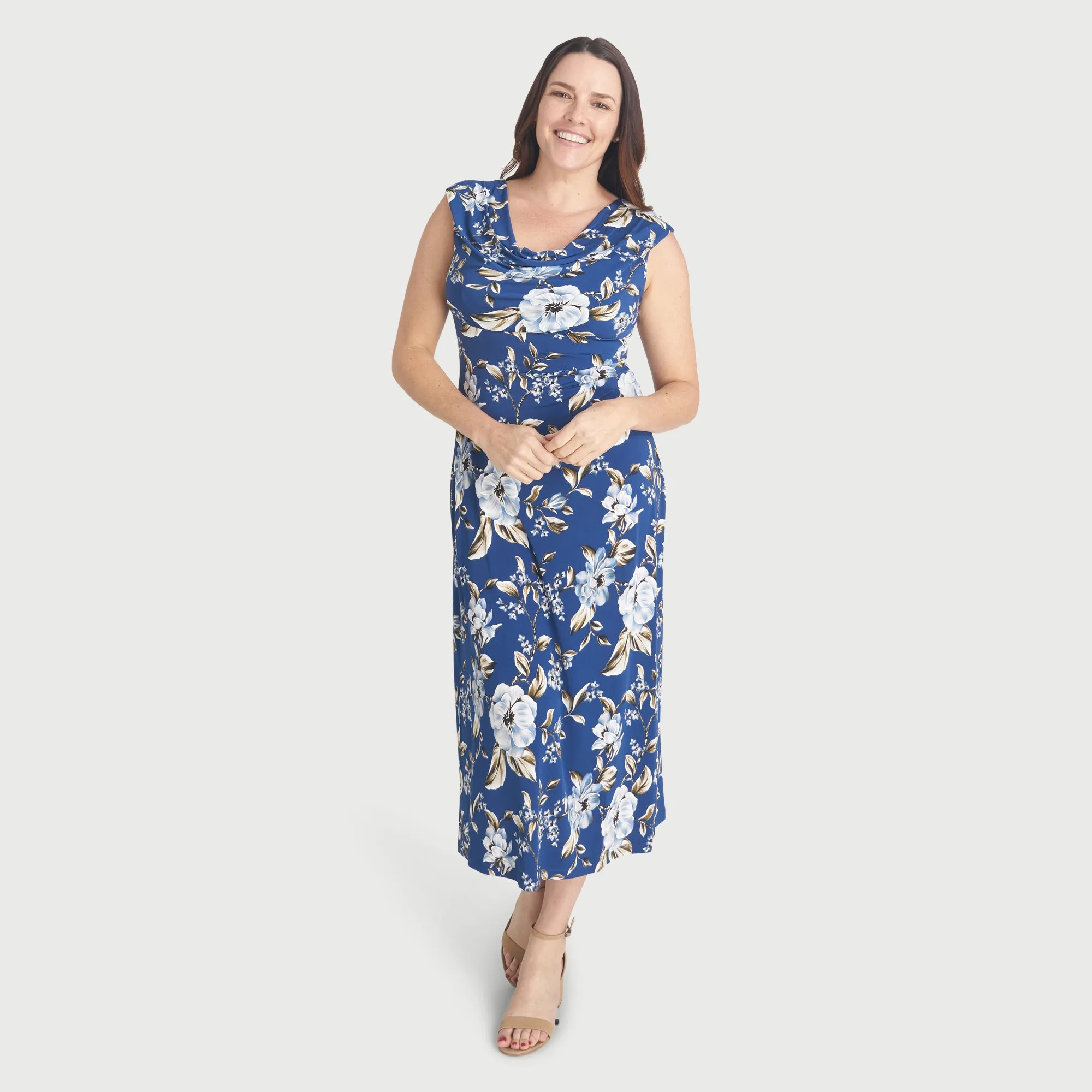 Tonya Blue Cowl Neck Midi Dress sold by connected apparel product image thumbnail 5