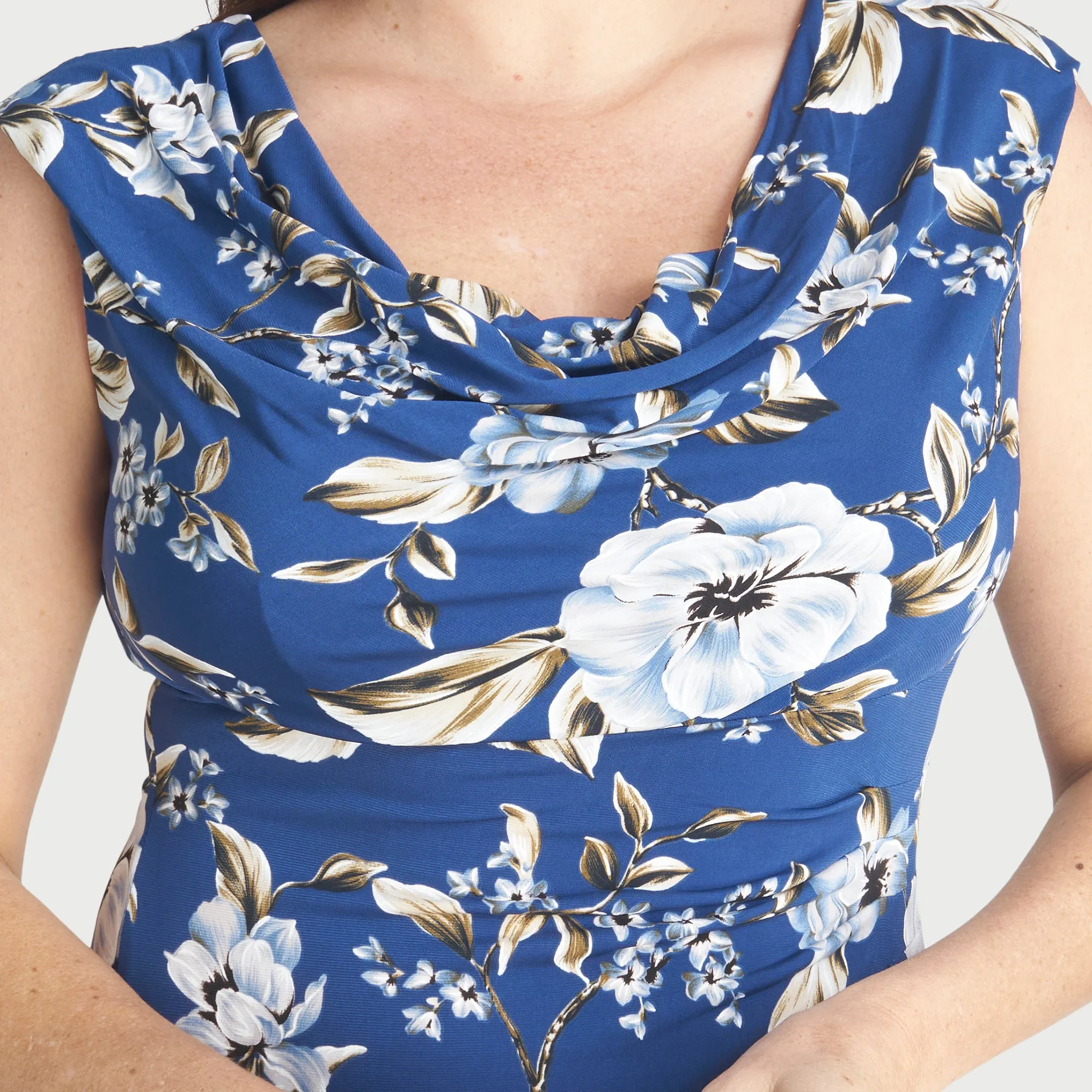 Tonya Blue Cowl Neck Midi Dress sold by connected apparel product image thumbnail 3