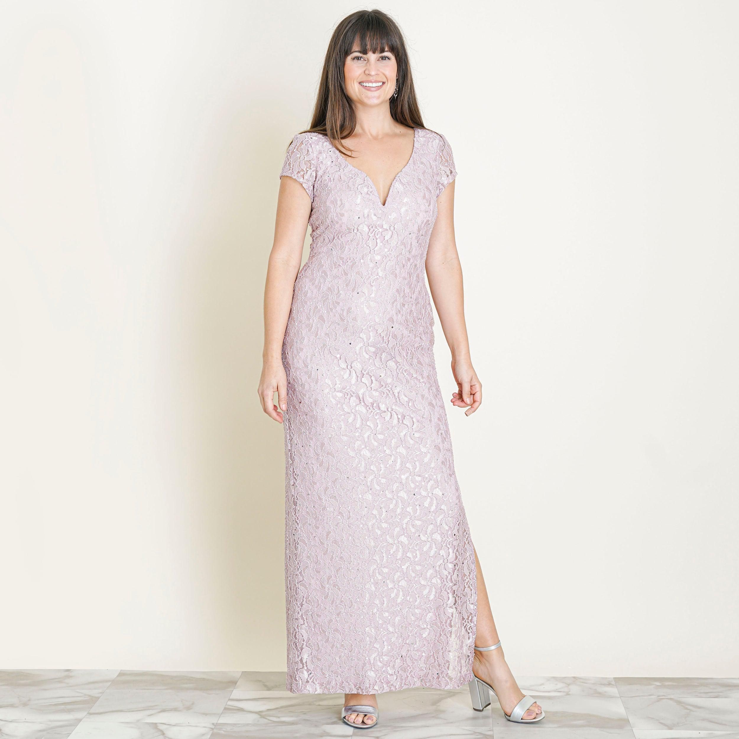 Grace Mauve Sequin Lace Formal Dress sold by connected apparel product image thumbnail 4