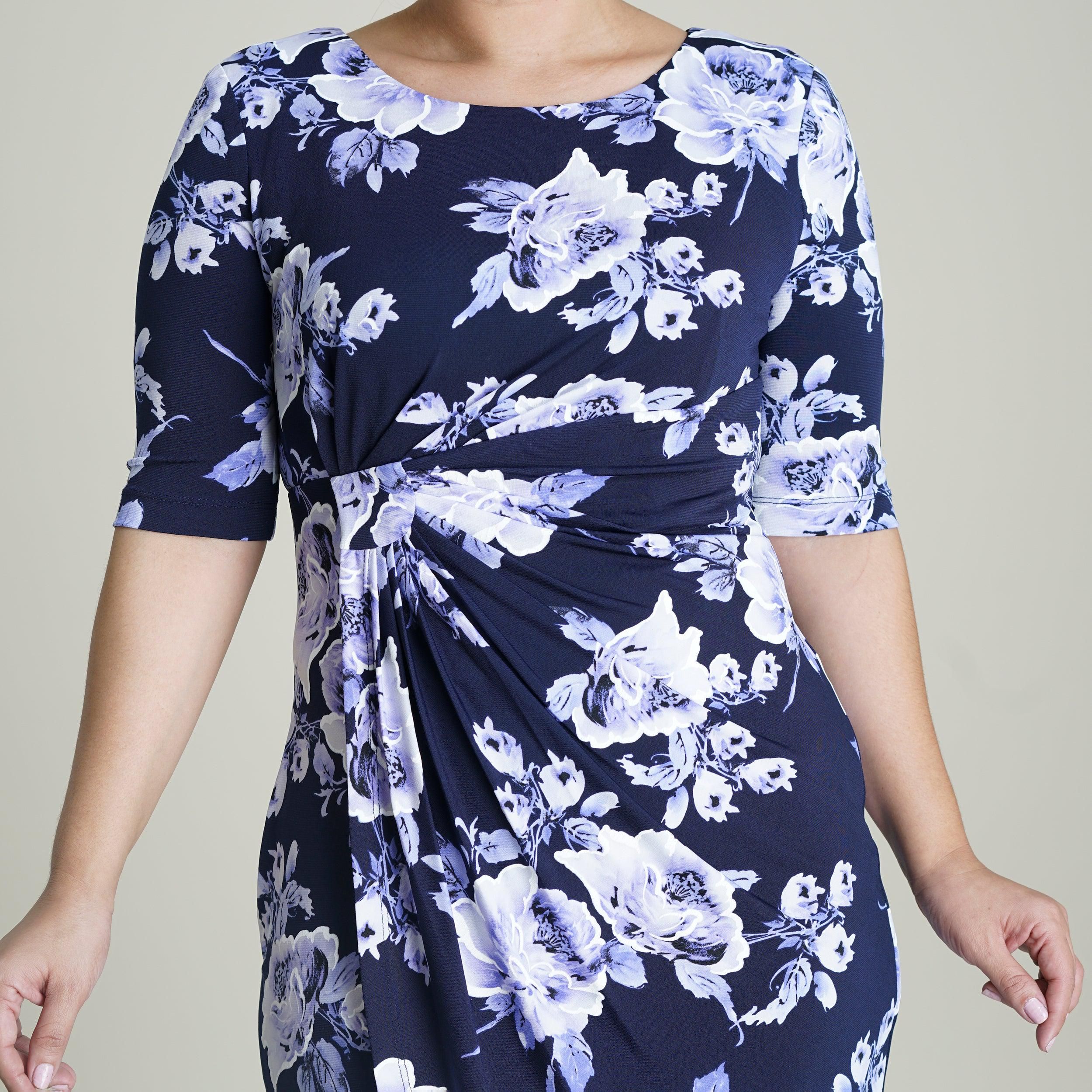 Lisa Periwinkle Floral Faux Wrap Dress sold by connected apparel product image thumbnail 4