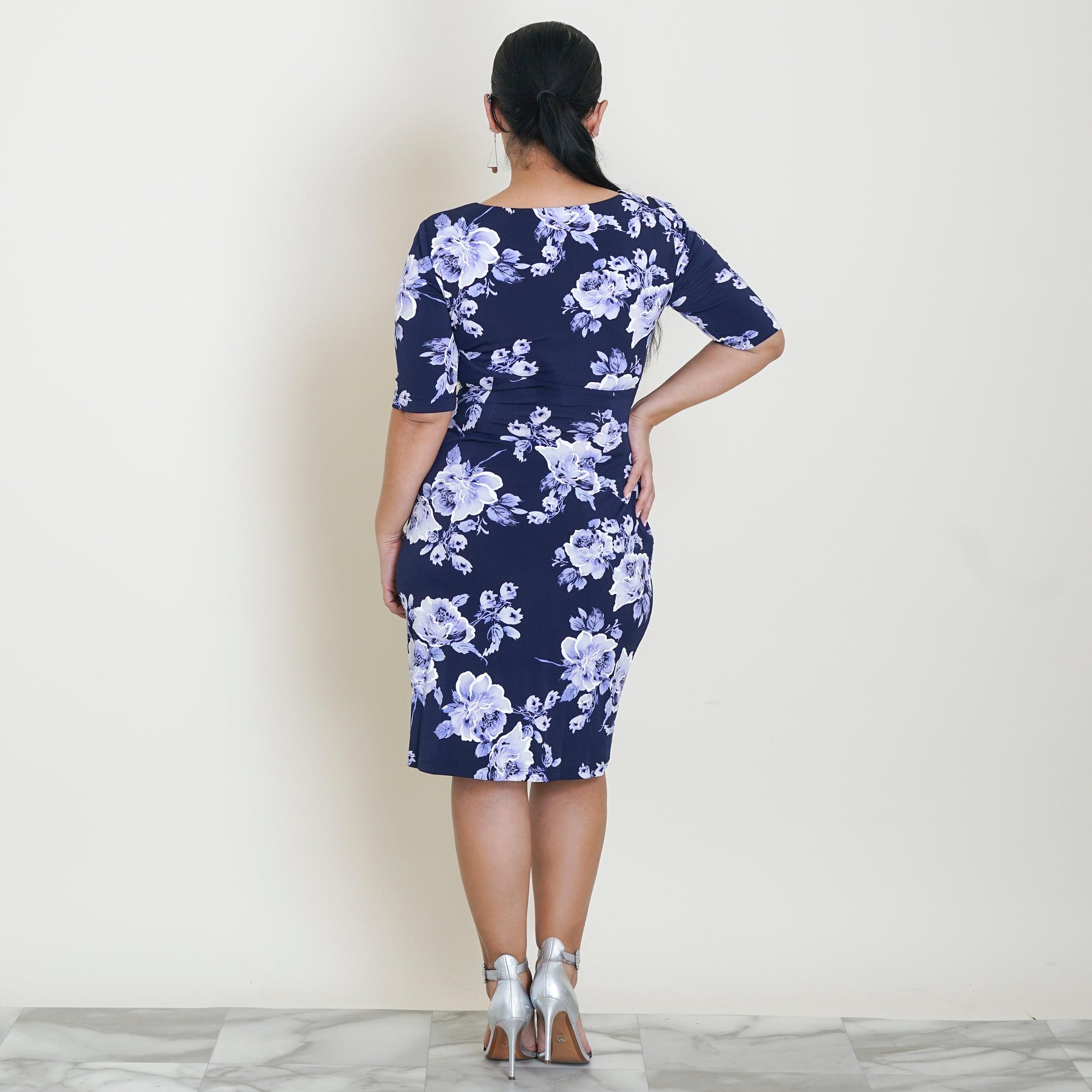 Lisa Periwinkle Floral Faux Wrap Dress sold by connected apparel product image thumbnail 5
