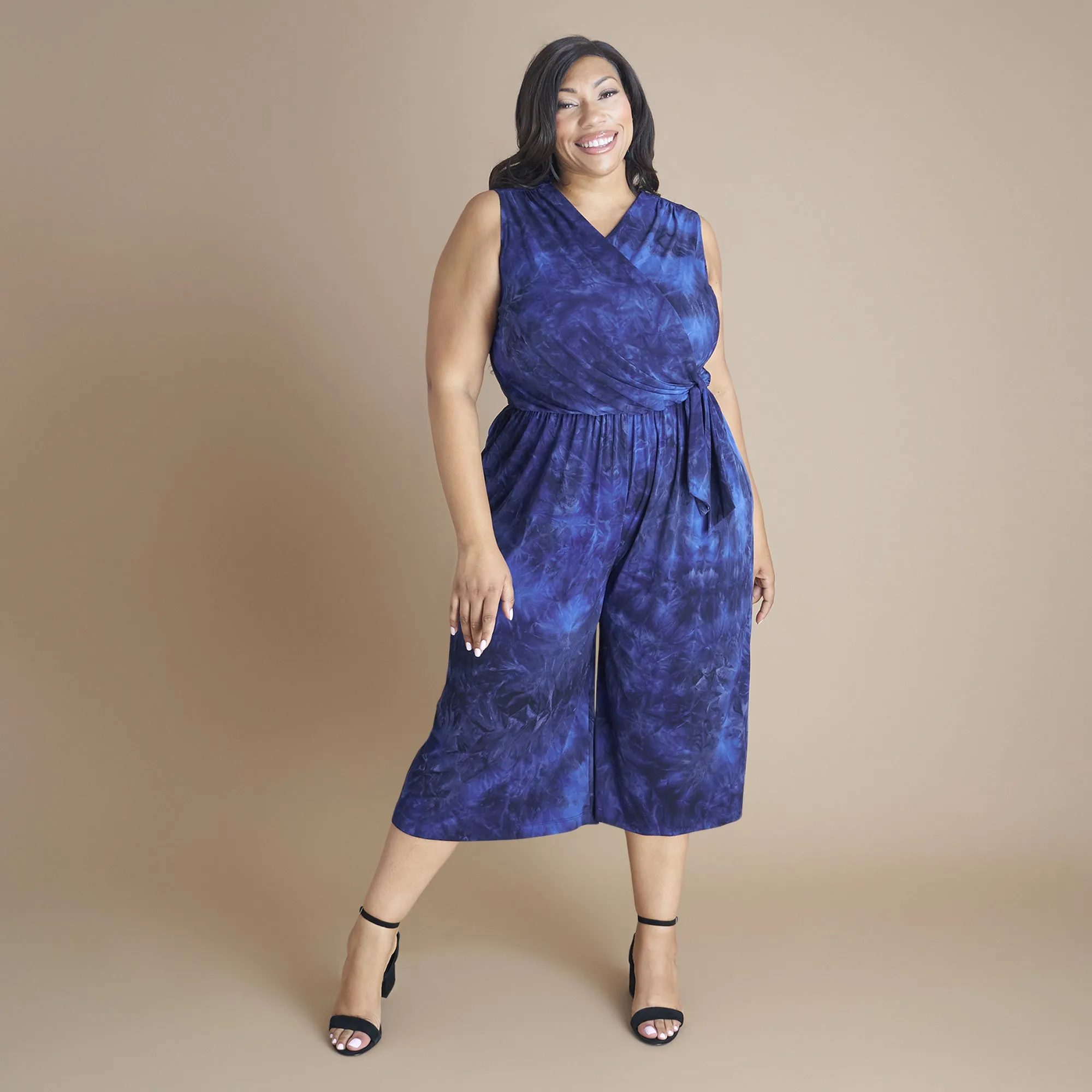 Morgan Sapphire Cropped Jumpsuit sold by connected apparel product image thumbnail 5