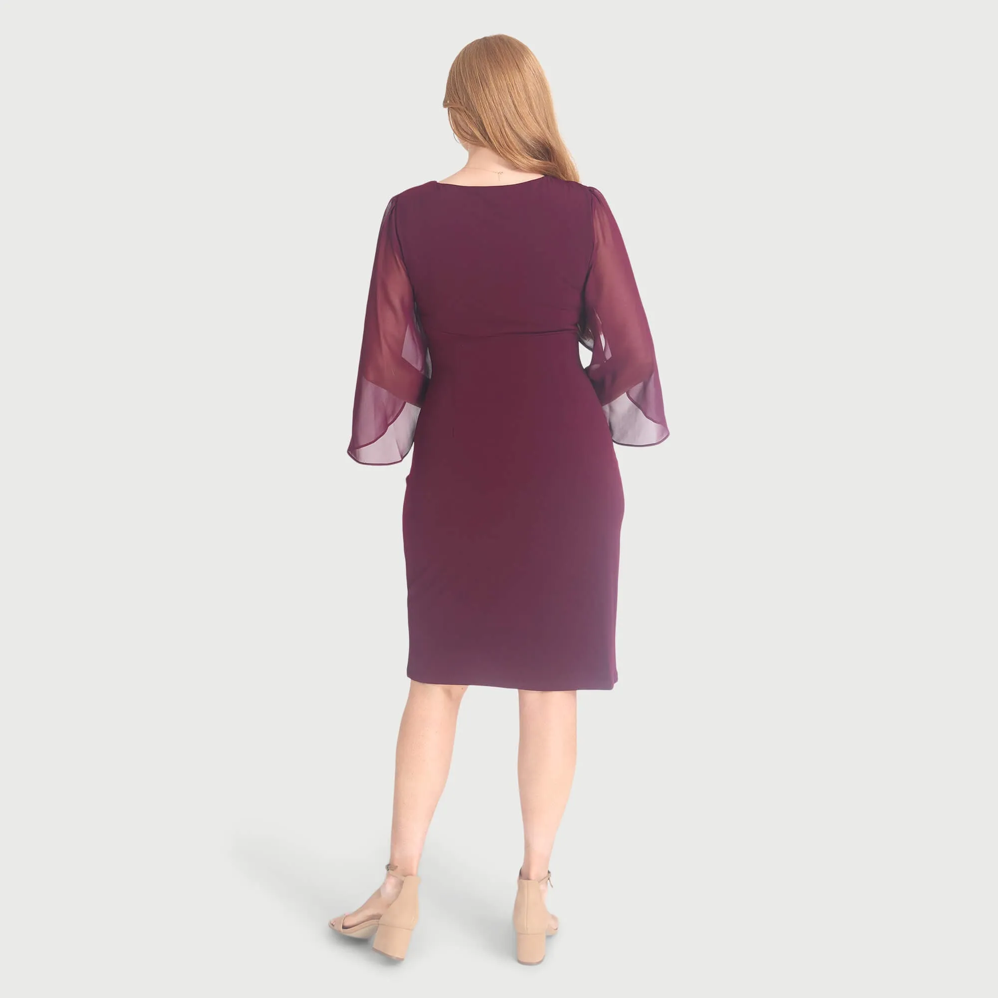 Lisette Bordeaux Faux Wrap Dress sold by connected apparel product image thumbnail 4