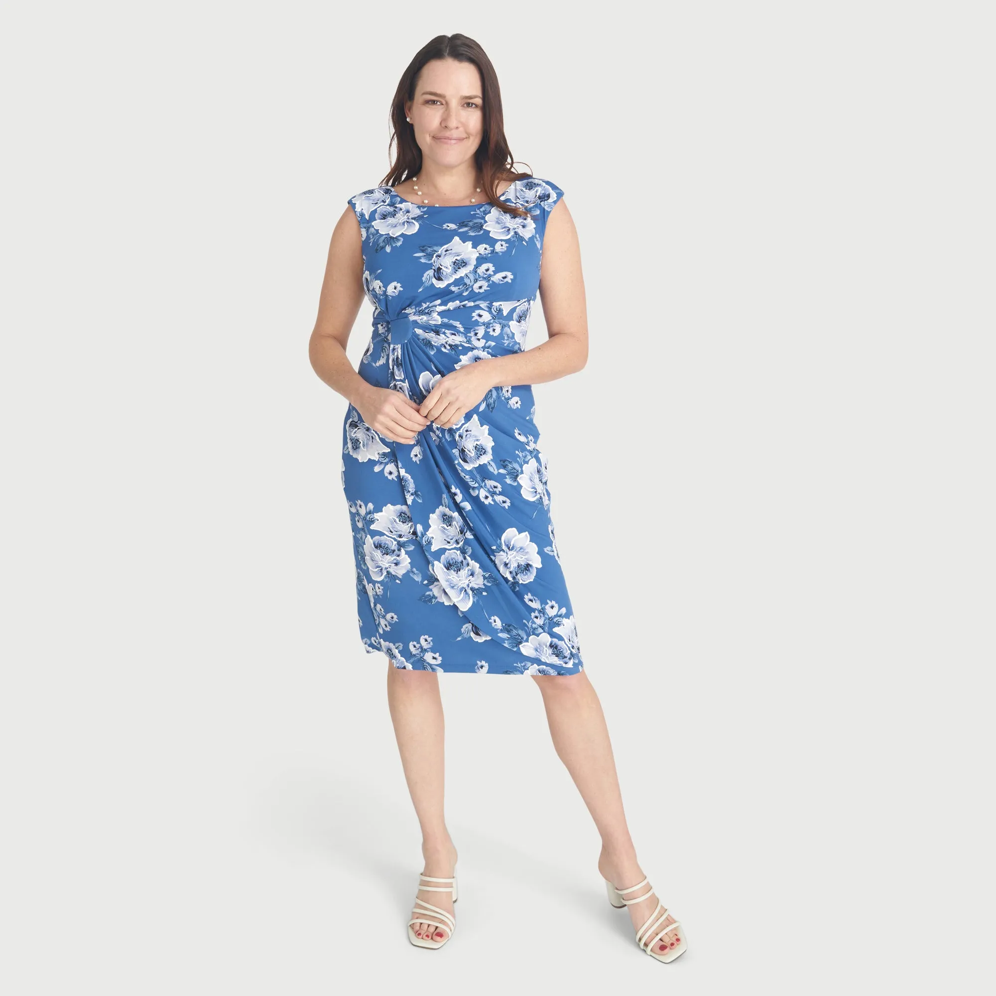 Lisa Denim Floral Faux Wrap Dress sold by connected apparel product image thumbnail 5