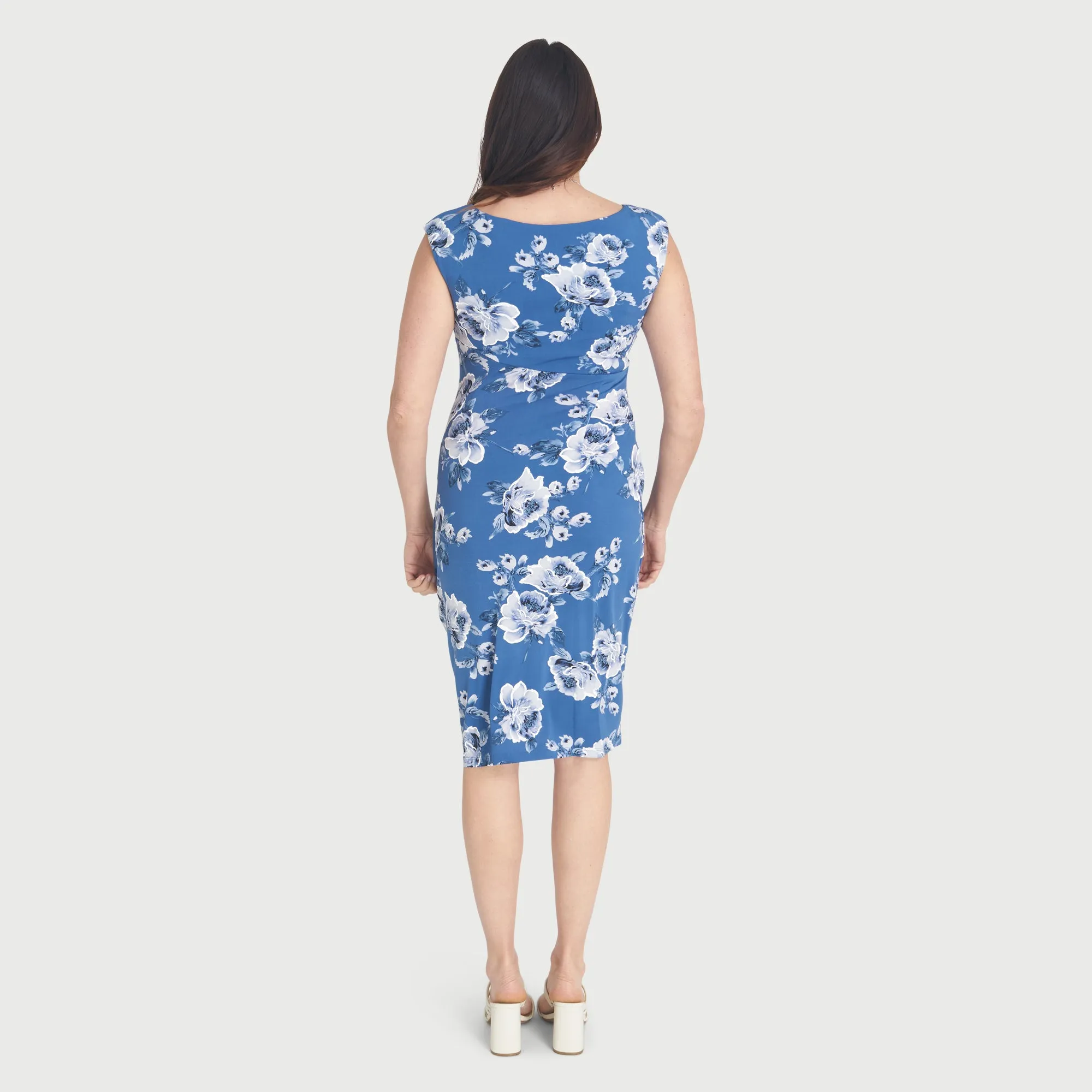 Lisa Denim Floral Faux Wrap Dress sold by connected apparel product image thumbnail 4