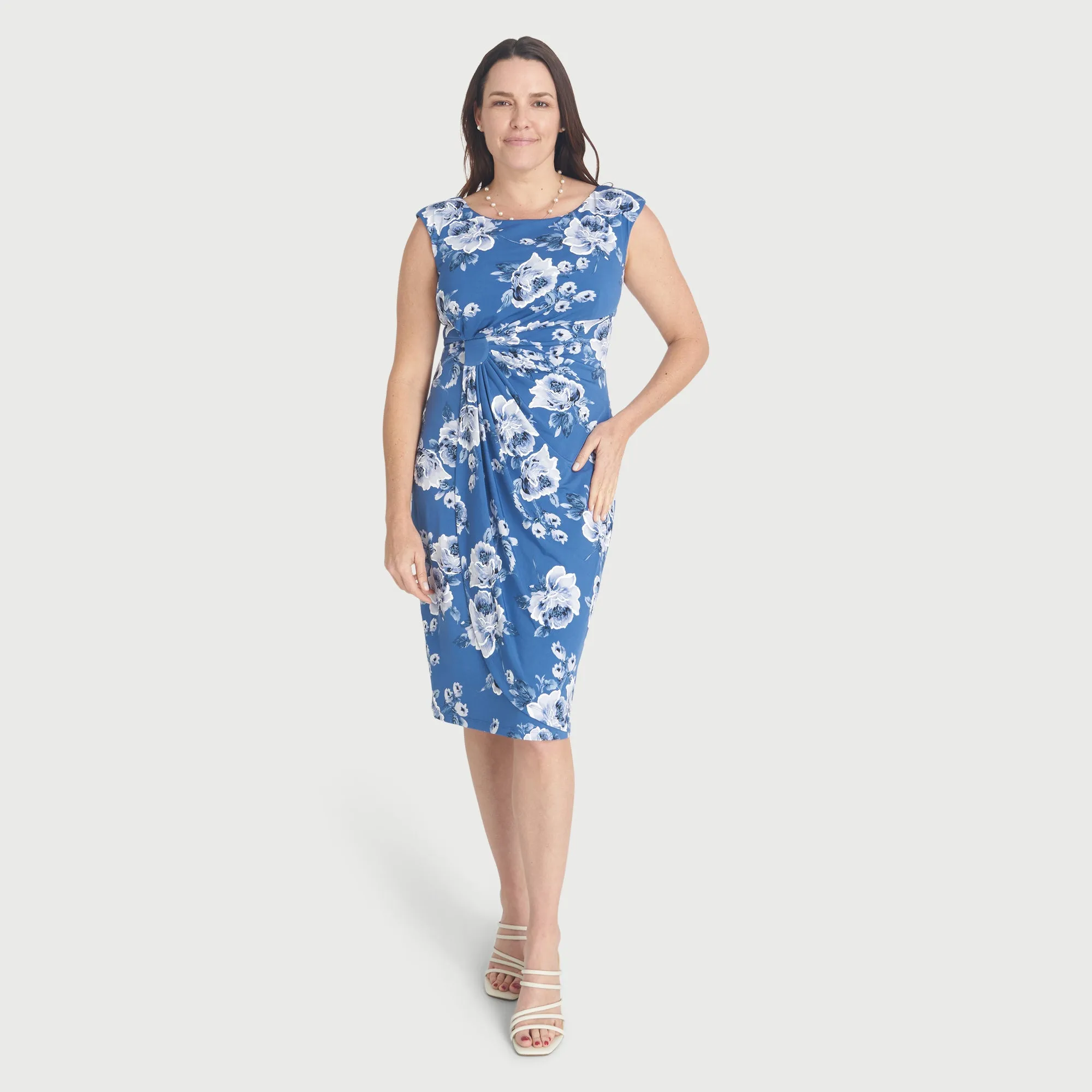Lisa Denim Floral Faux Wrap Dress sold by connected apparel product image thumbnail 2