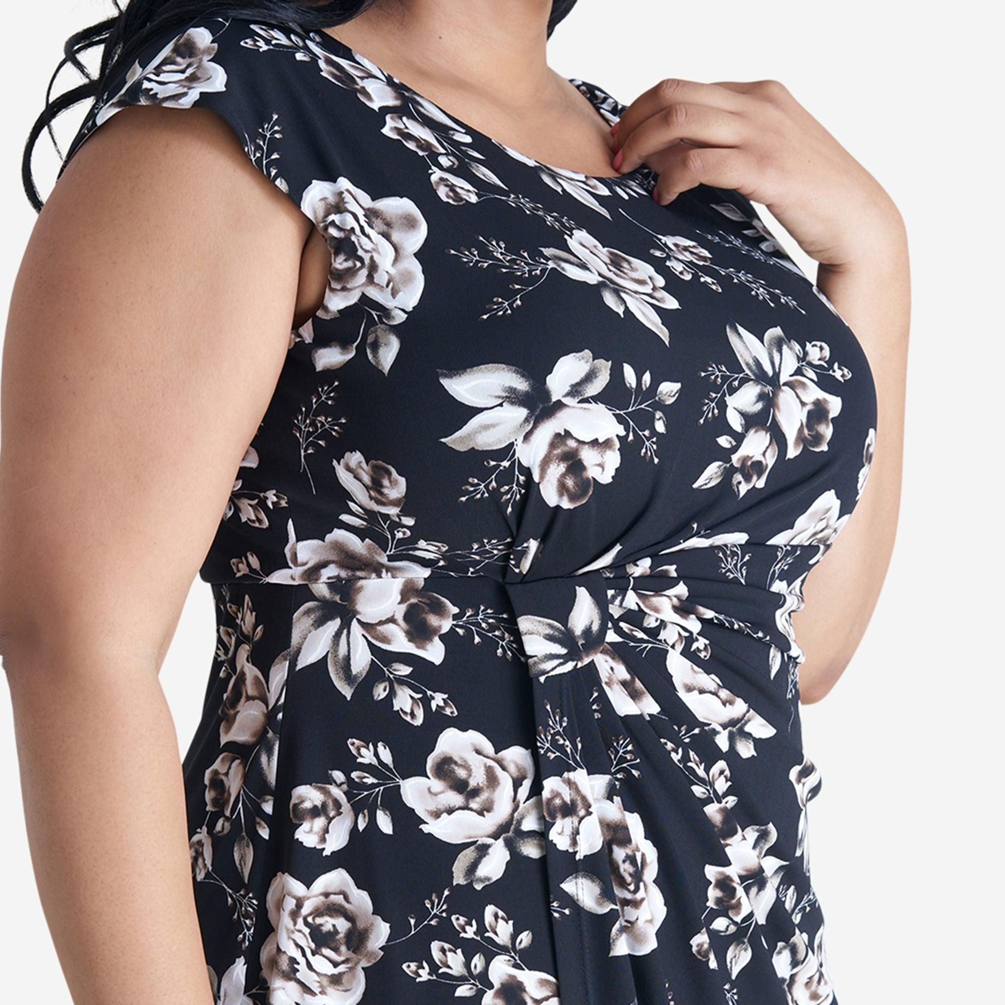 Lisa Taupe Floral Faux Wrap Dress sold by connected apparel product image thumbnail 5