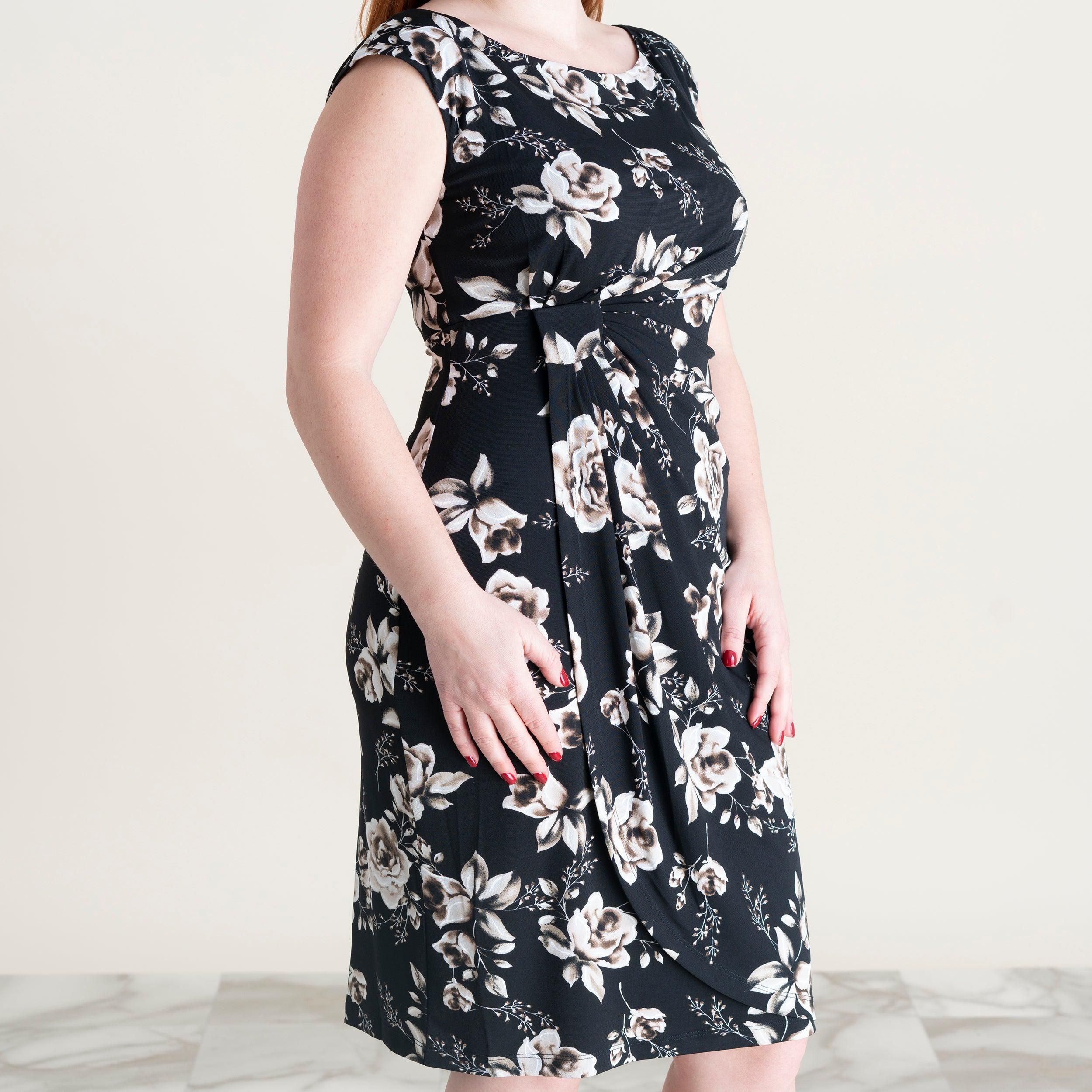 Lisa Taupe Floral Faux Wrap Dress sold by connected apparel product image thumbnail 2