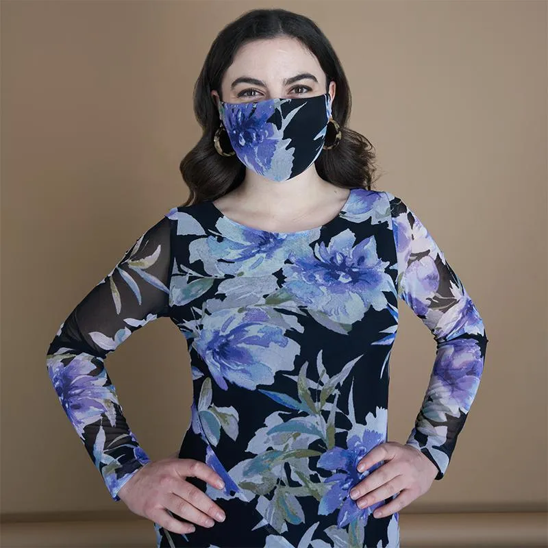 Purple Floral Mesh Face Mask sold by connected apparel product image thumbnail 2