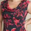 Tonya Red Floral Cowl Neck Midi Dress sold by connected apparel