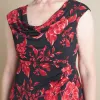 Tonya Red Floral Cowl Neck Midi Dress sold by connected apparel