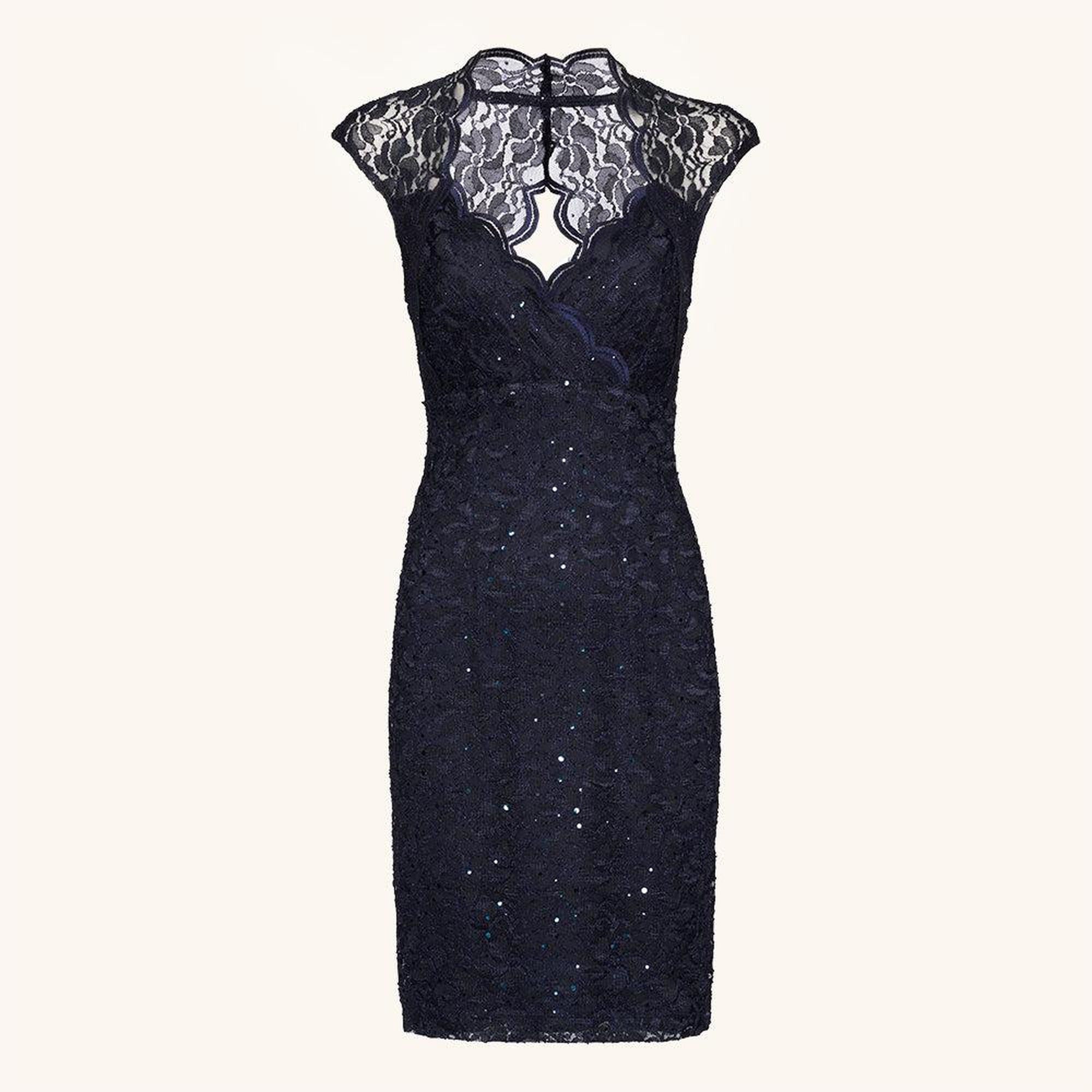 Cleo Navy Sequin Lace Bodycon Dress sold by connected apparel product image thumbnail 5