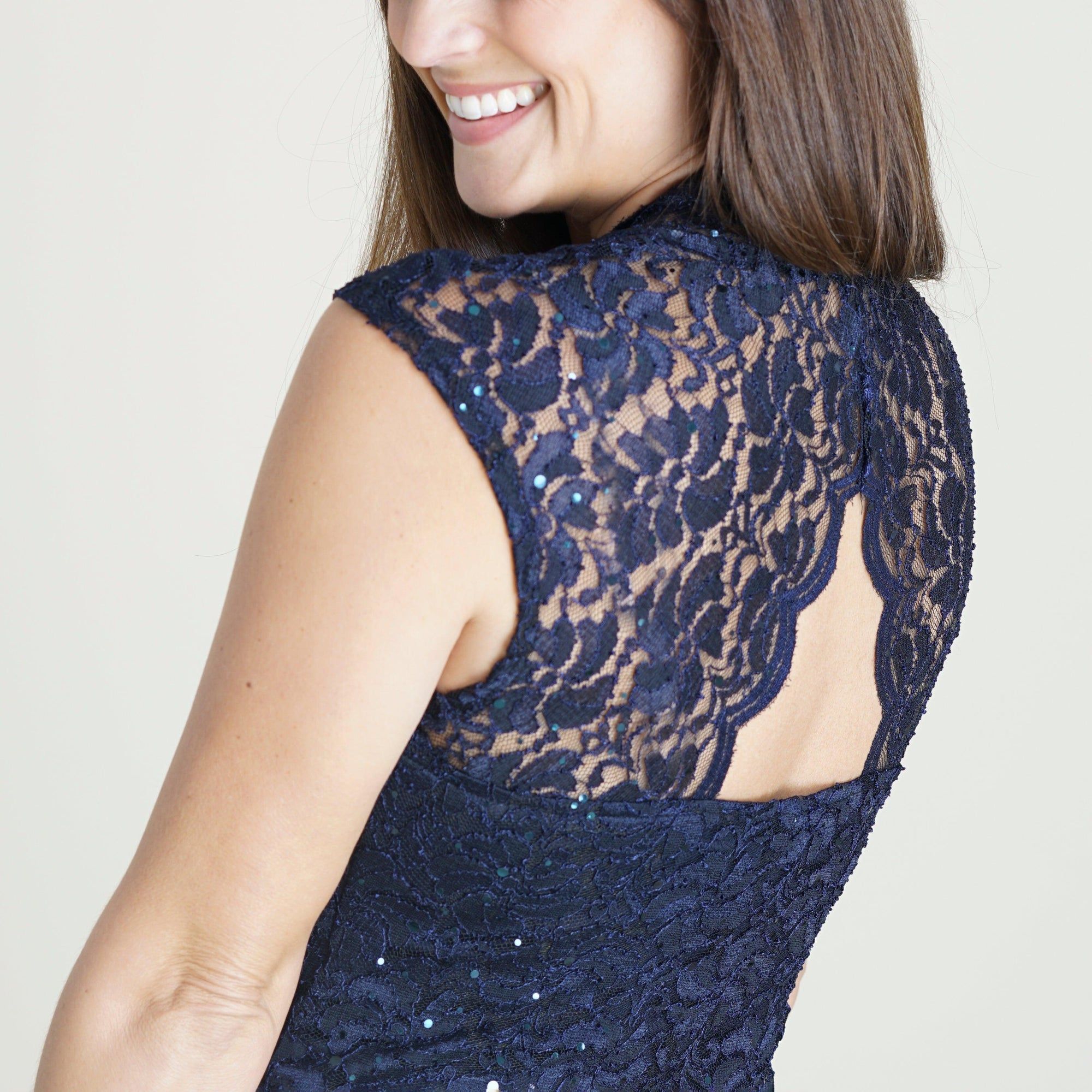Cleo Navy Sequin Lace Bodycon Dress sold by connected apparel product image thumbnail 4