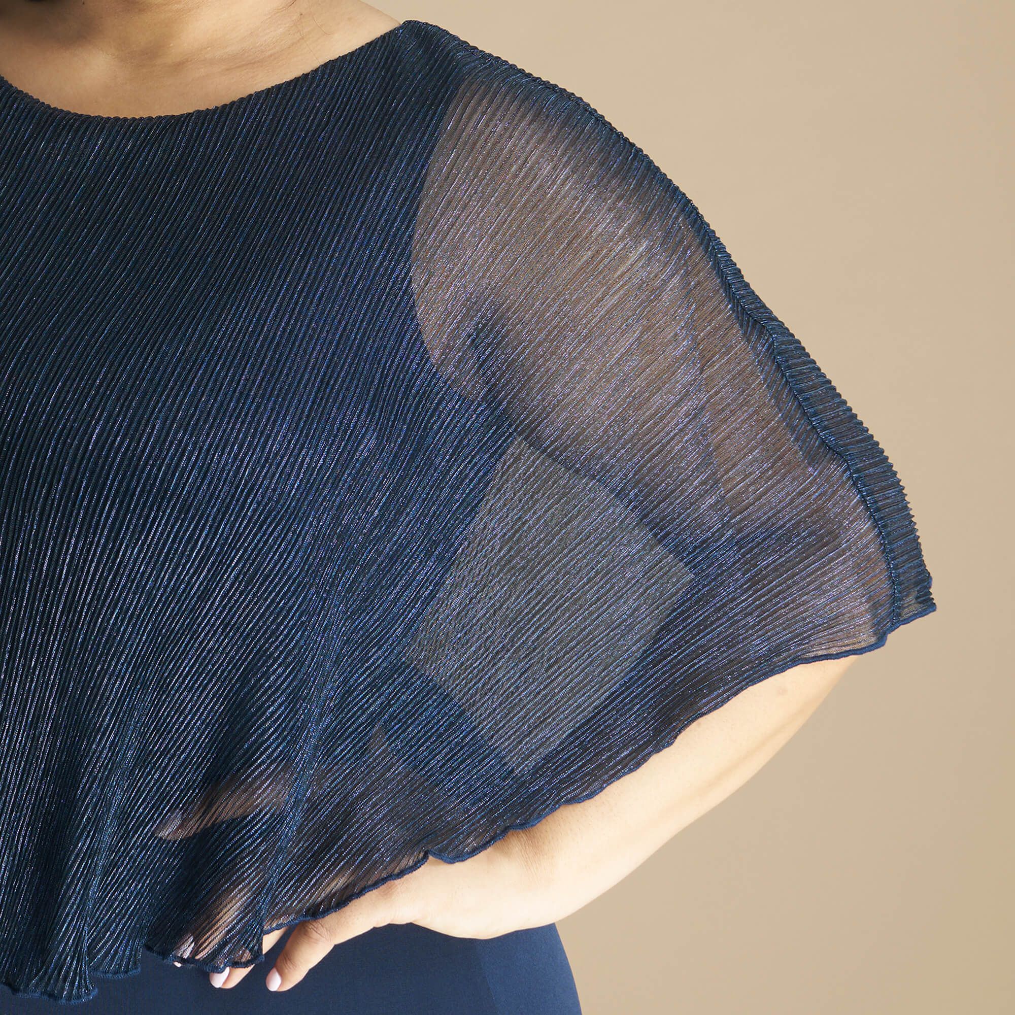 Alyssa Navy Metallic Cape Dress sold by connected apparel product image thumbnail 5