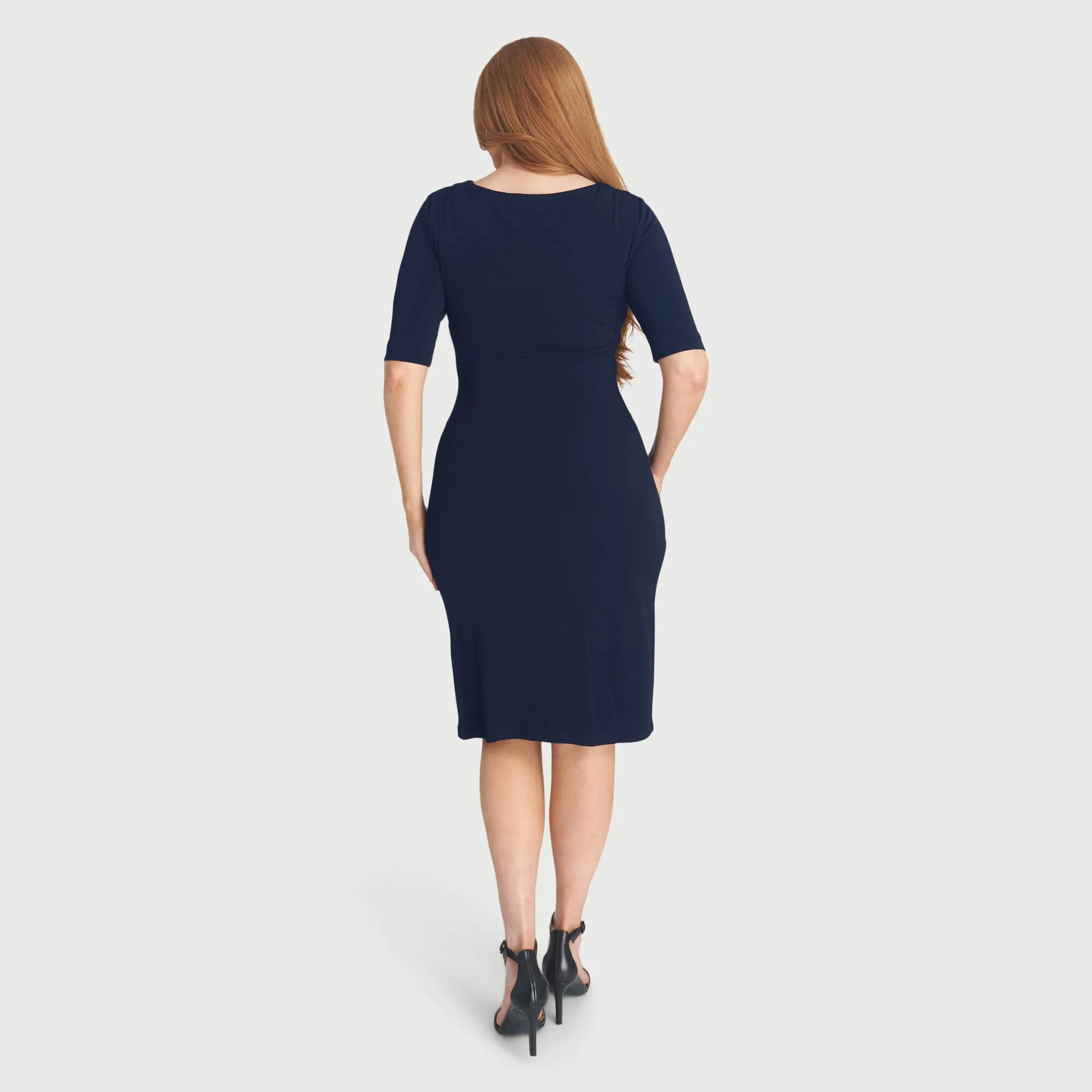 Lisa Navy Faux Wrap Dress sold by connected apparel product image thumbnail 3