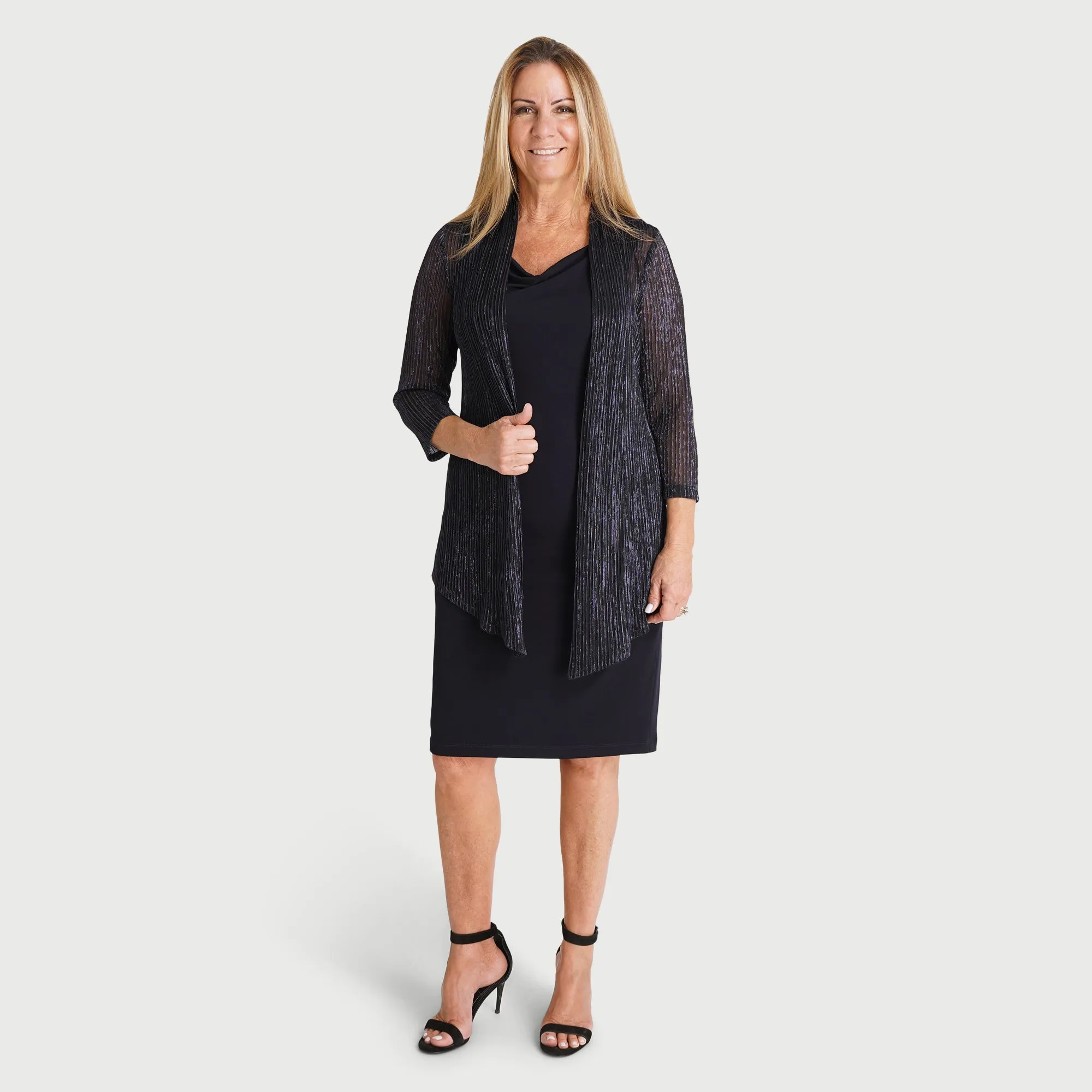 Effie Navy Metallic Cardigan Dress sold by connected apparel product image thumbnail 2