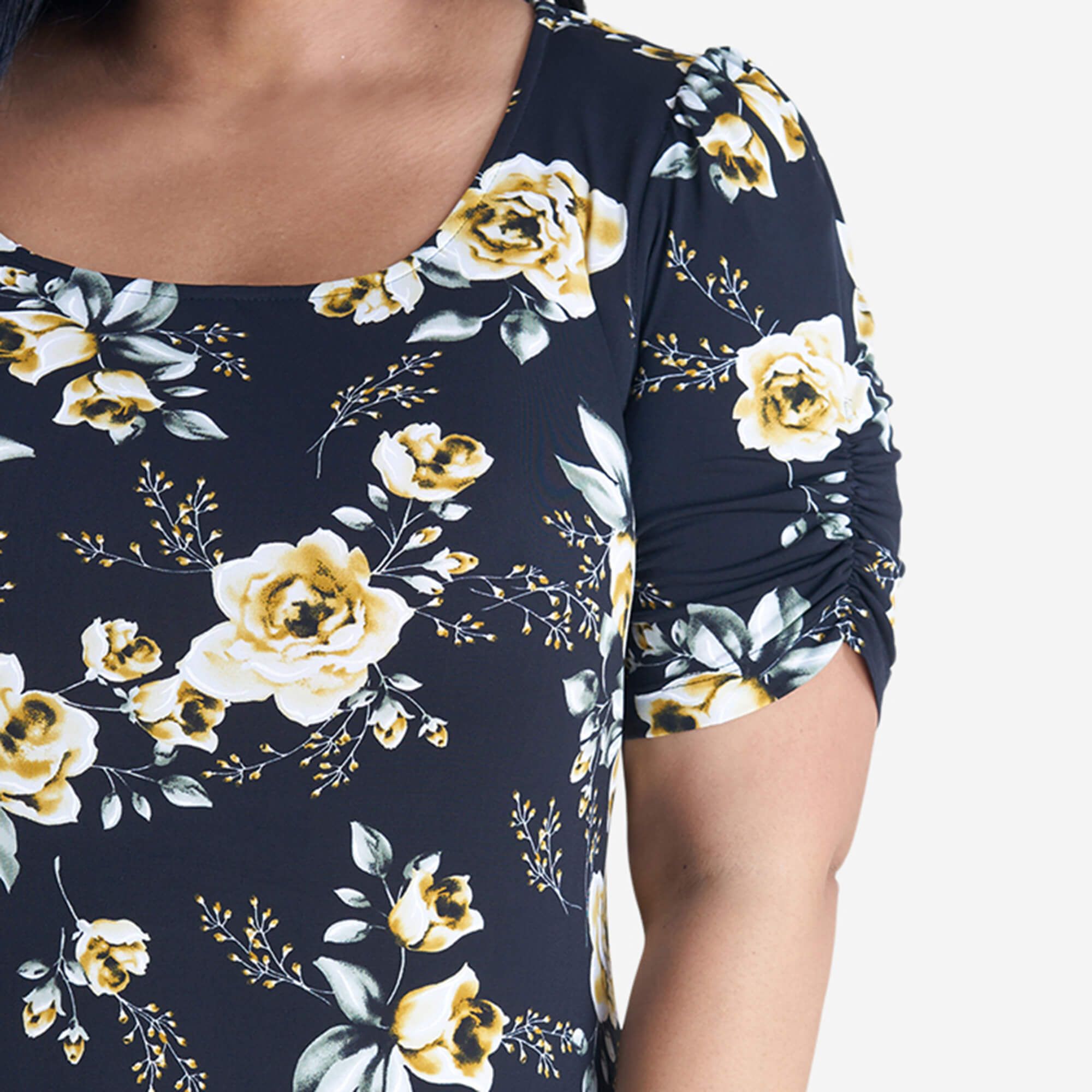 Erika Mustard Floral Square Neck Midi Dress sold by connected apparel product image thumbnail 6