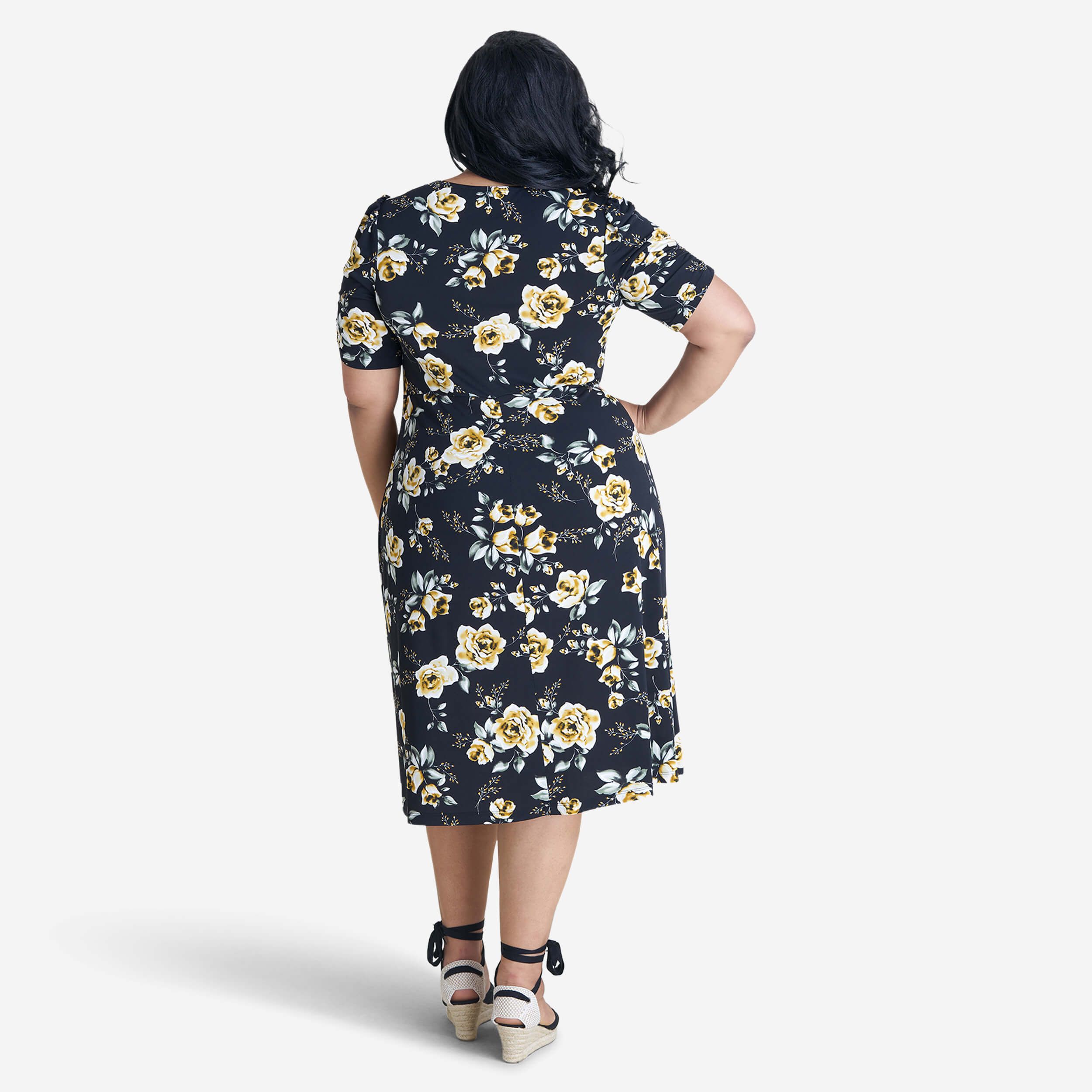 Erika Mustard Floral Square Neck Midi Dress sold by connected apparel product image thumbnail 7