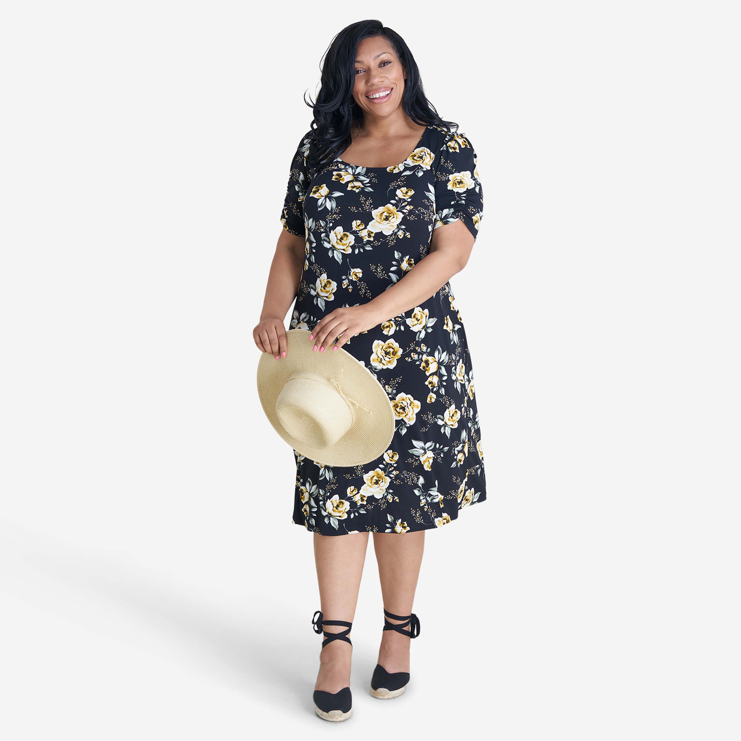 Erika Mustard Floral Square Neck Midi Dress sold by connected apparel product image thumbnail 8