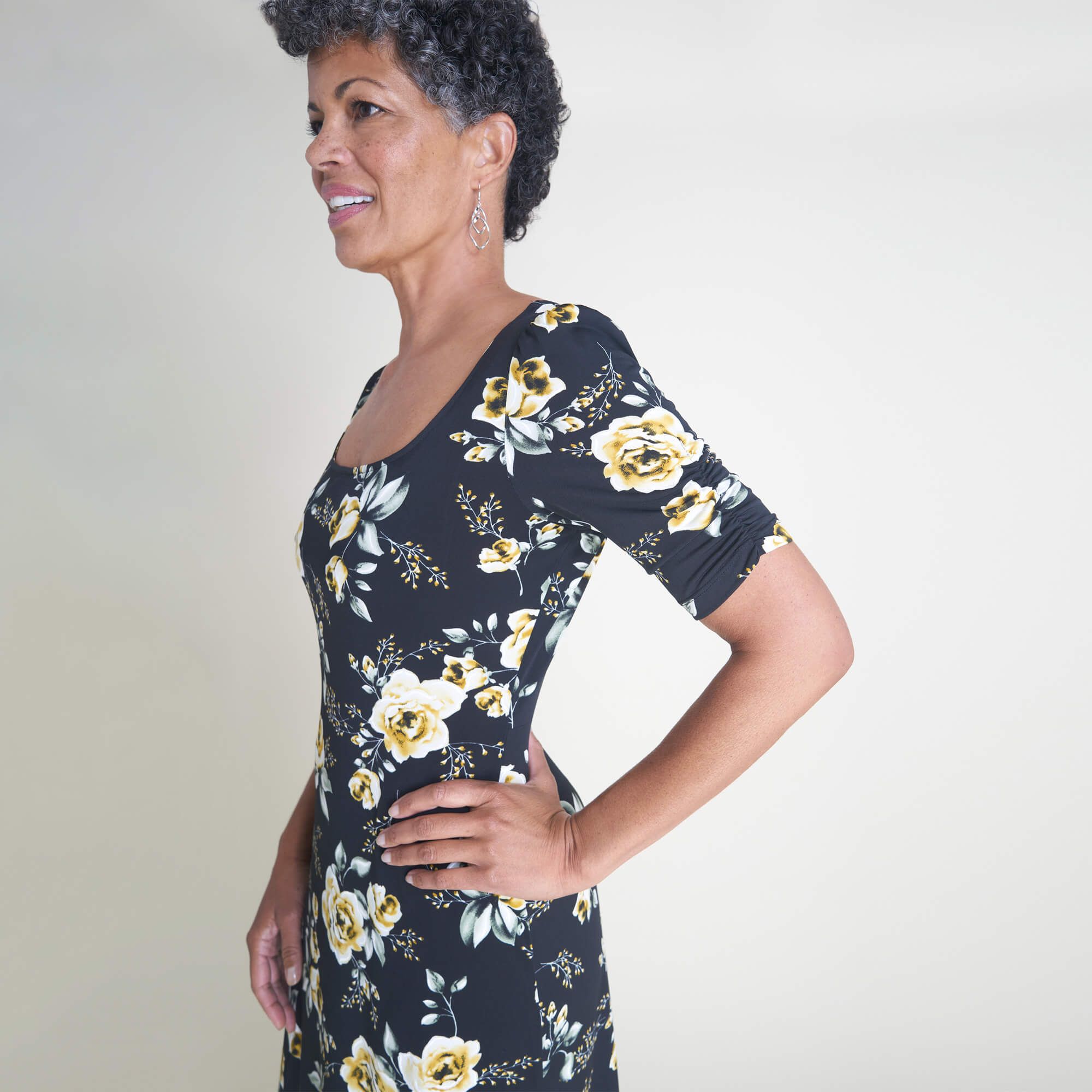 Erika Mustard Floral Square Neck Midi Dress sold by connected apparel product image thumbnail 3