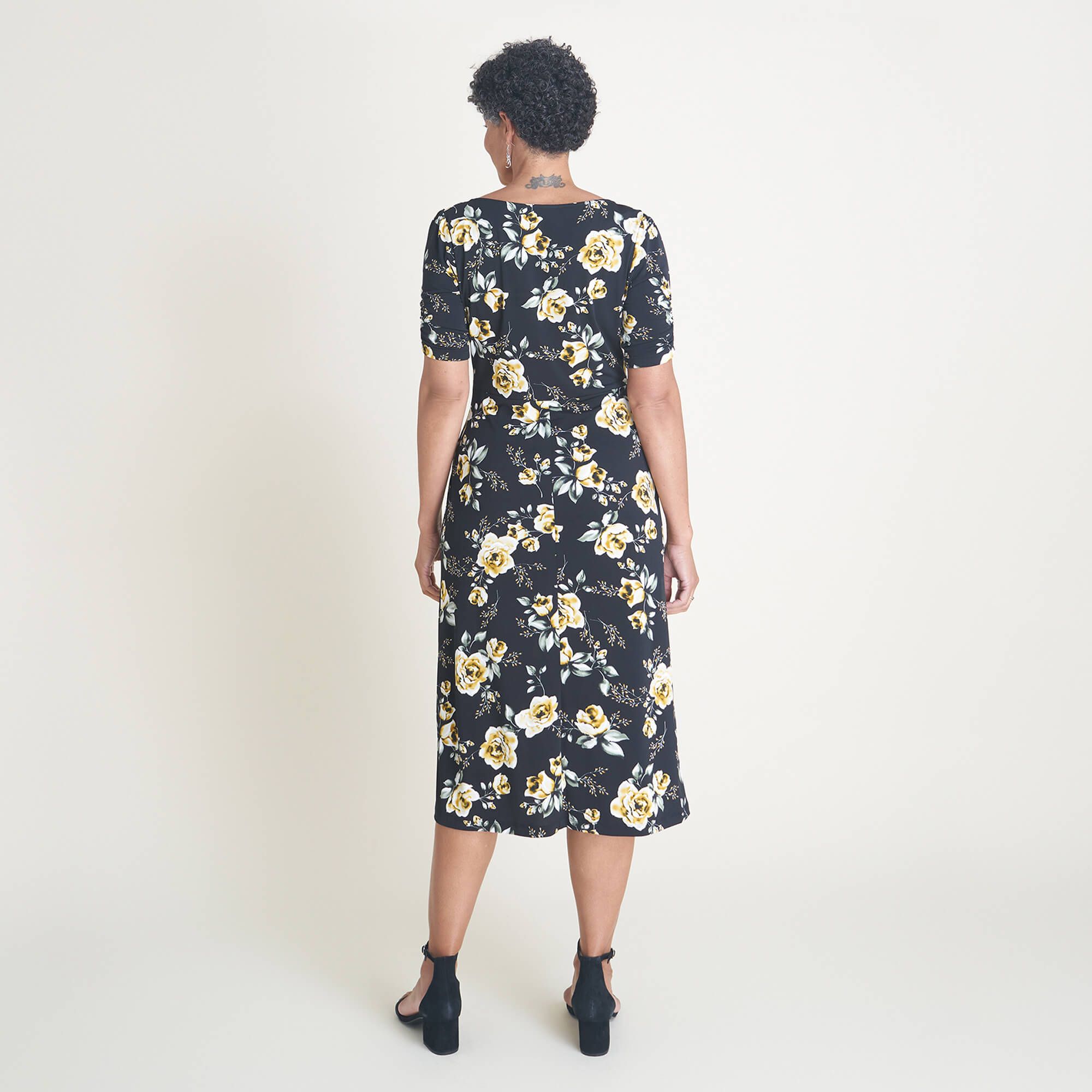 Erika Mustard Floral Square Neck Midi Dress sold by connected apparel product image thumbnail 4
