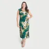 Tonya Evergreen Cowl Neck Midi Dress sold by connected apparel