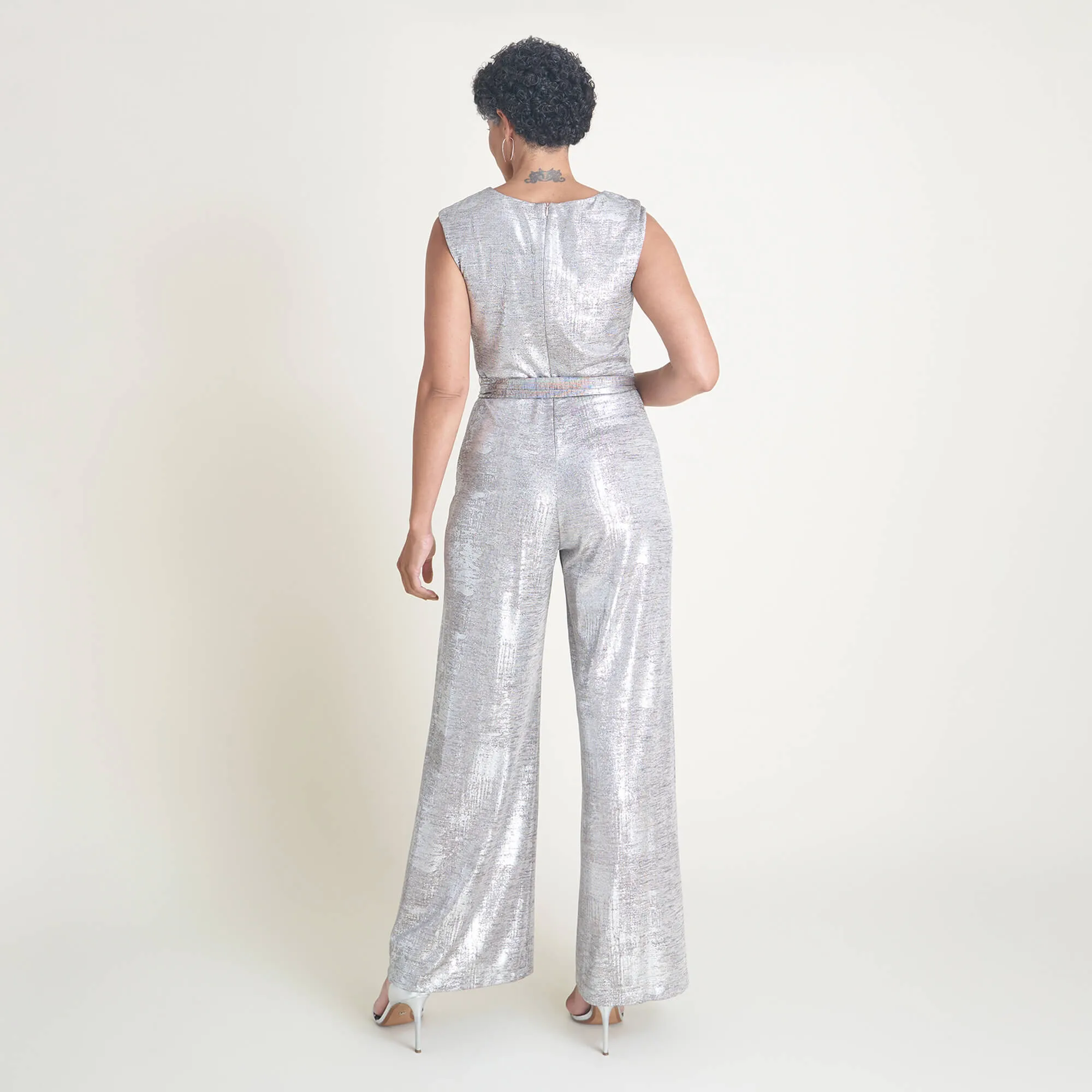 Uptown Flax Foil Print Jumpsuit sold by connected apparel product image thumbnail 3