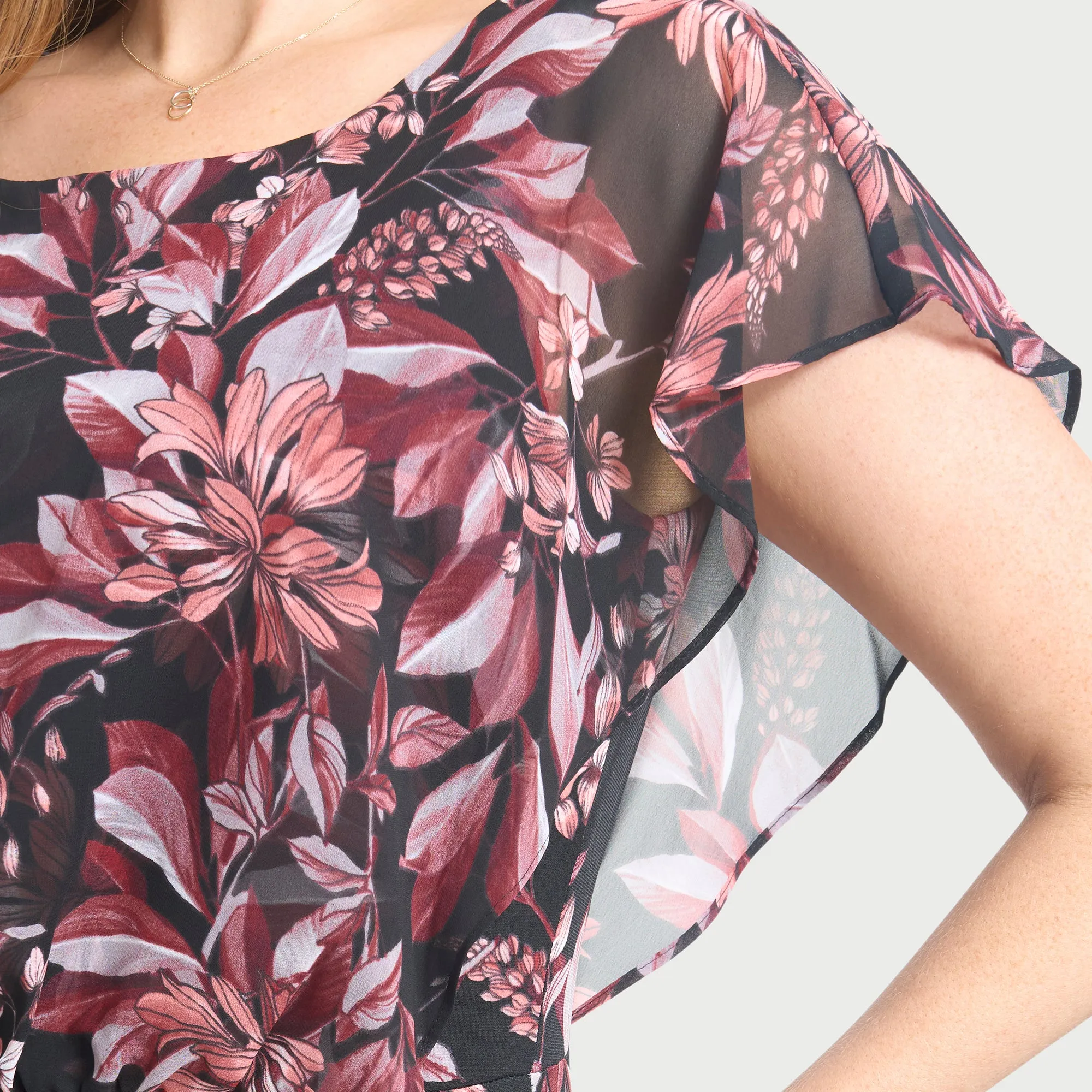 Daphne Salmon Floral Chiffon Popover Dress sold by connected apparel product image thumbnail 2