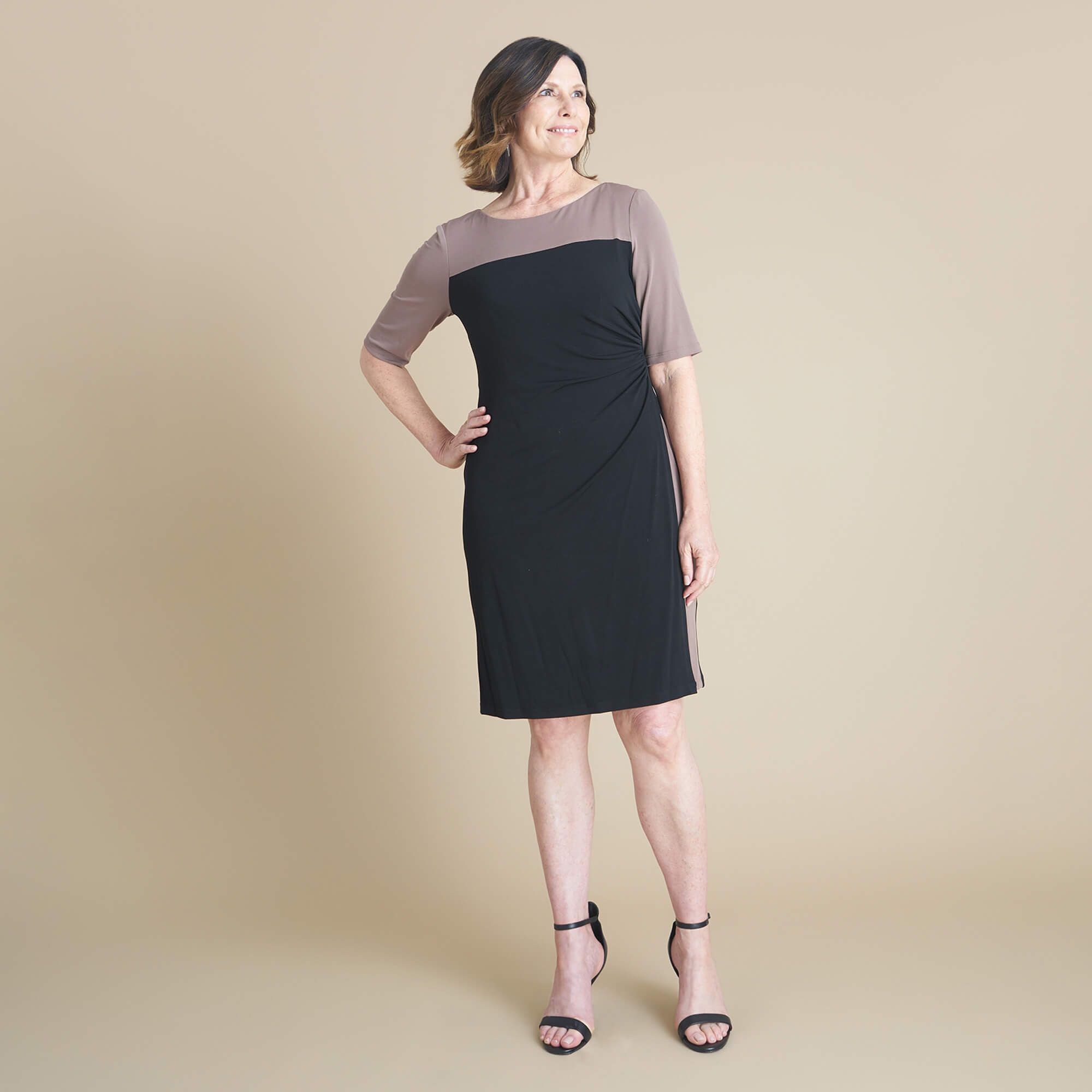 Paula Dark Khaki Color Block Dress sold by connected apparel product image thumbnail 4