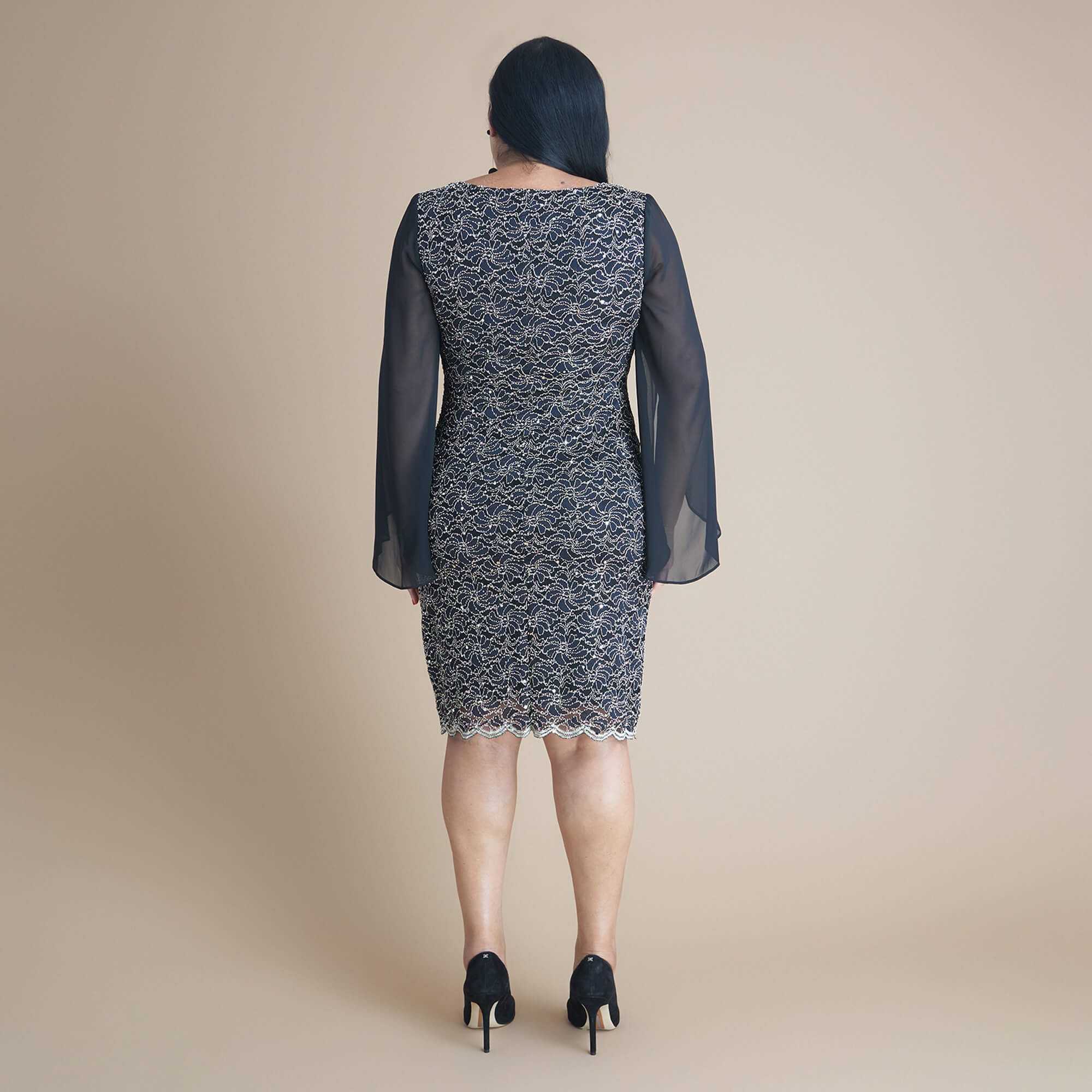 Stevie Two-Tone Gold Sequin Lace Dress sold by connected apparel product image thumbnail 3