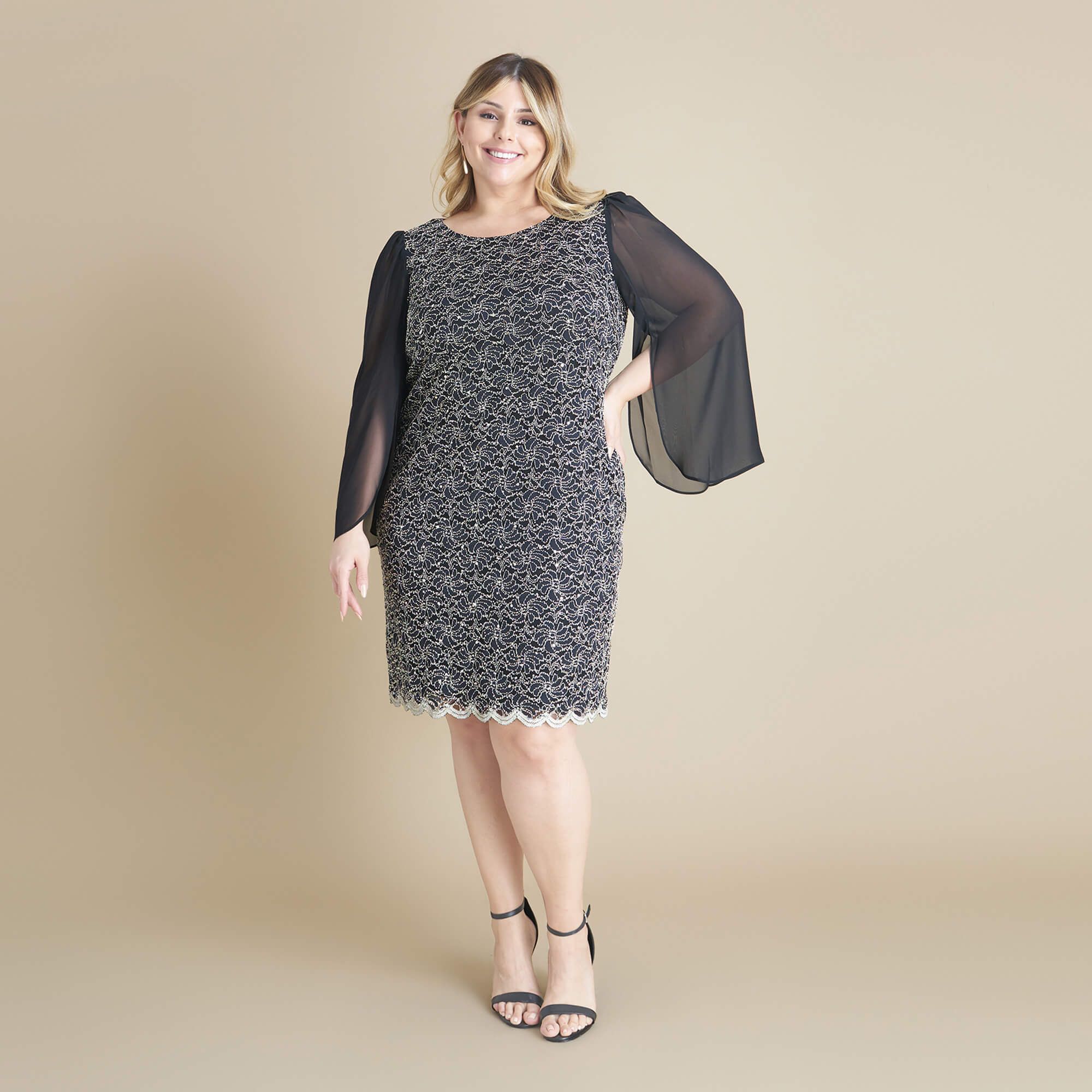 Stevie Two-Tone Gold Sequin Lace Dress sold by connected apparel product image thumbnail 4