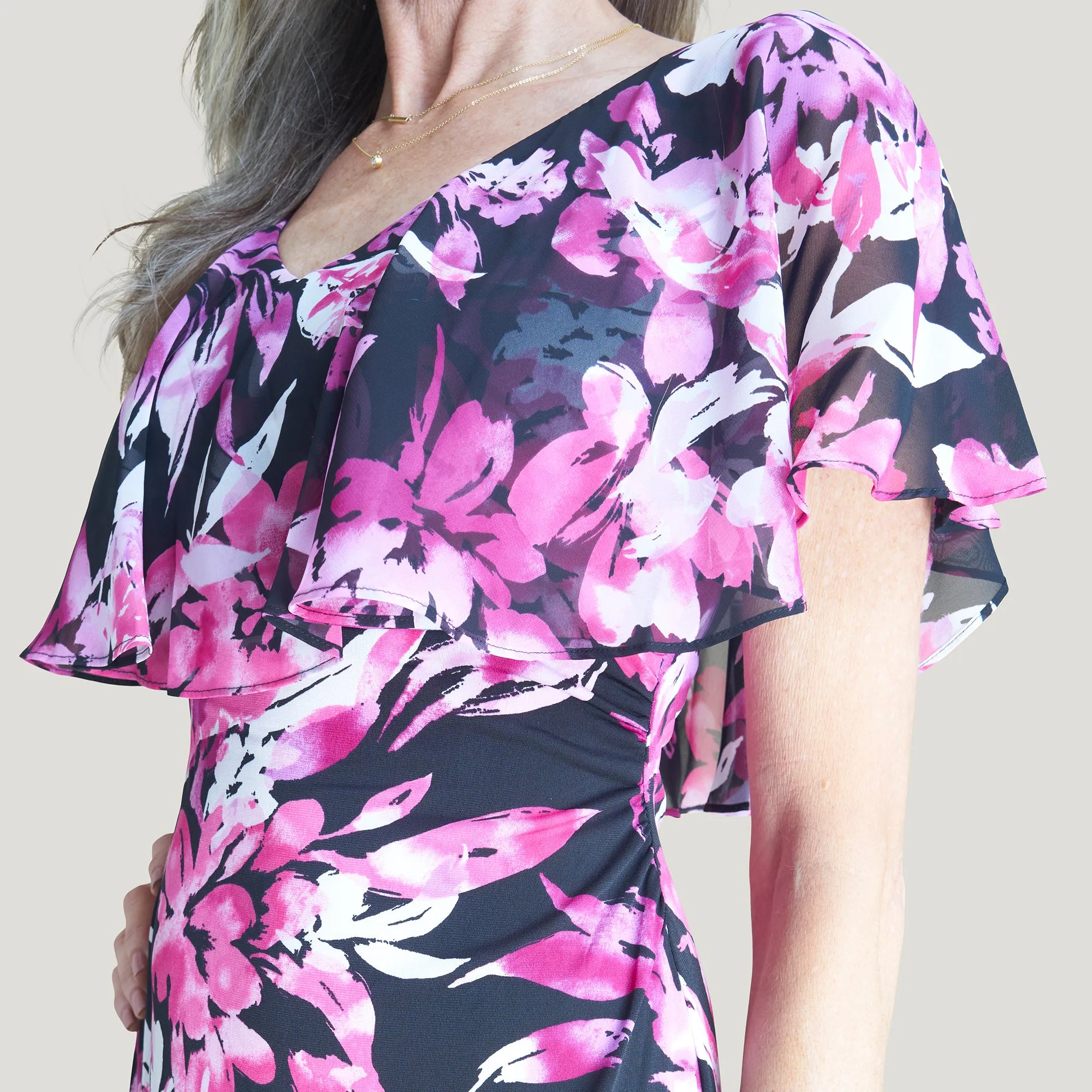 Sunny Magenta Floral Midi Dress sold by connected apparel product image thumbnail 3